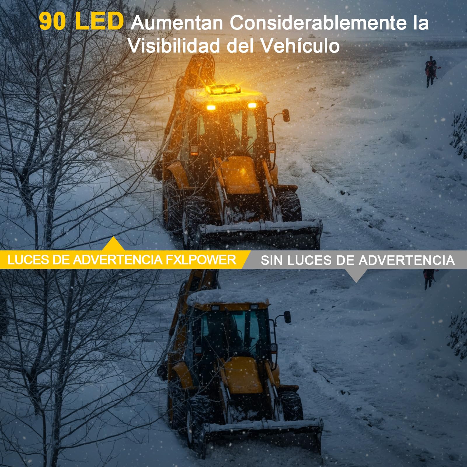 Rotativo Luz LED Estroboscópica, 12V-24V 90 LED Amarillo Luz de Emergencia para Vehículos de Construcción Carretilla Elevadora Tractor Remolque Quitanieves