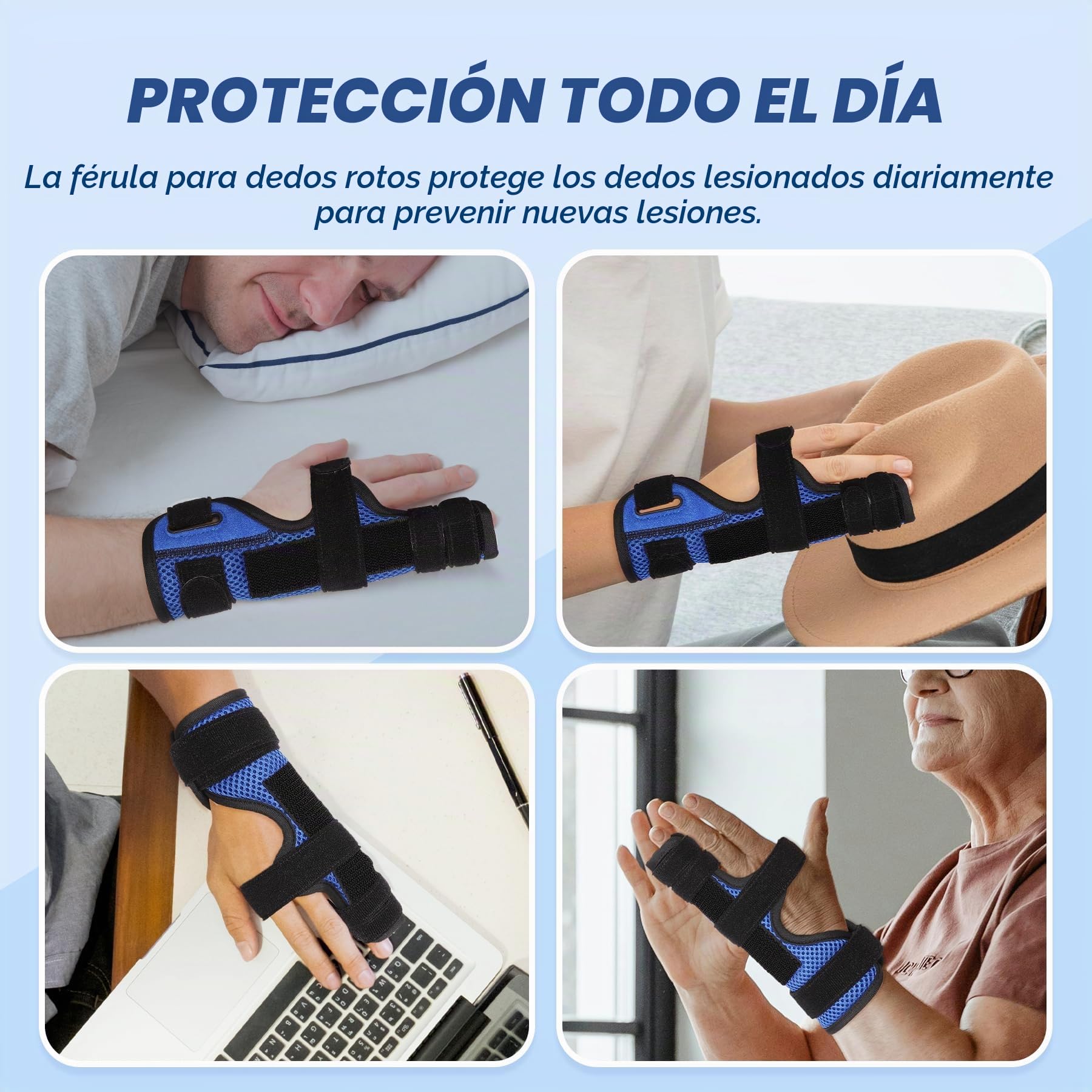 ferula dedo meñique mano derecha y izquierda, férula dedo pequeño para fracturas del 4º o 5º metacarpiano, dedo roto, fractura de boxeador, dedo gatillo, artritis, lesionado, L