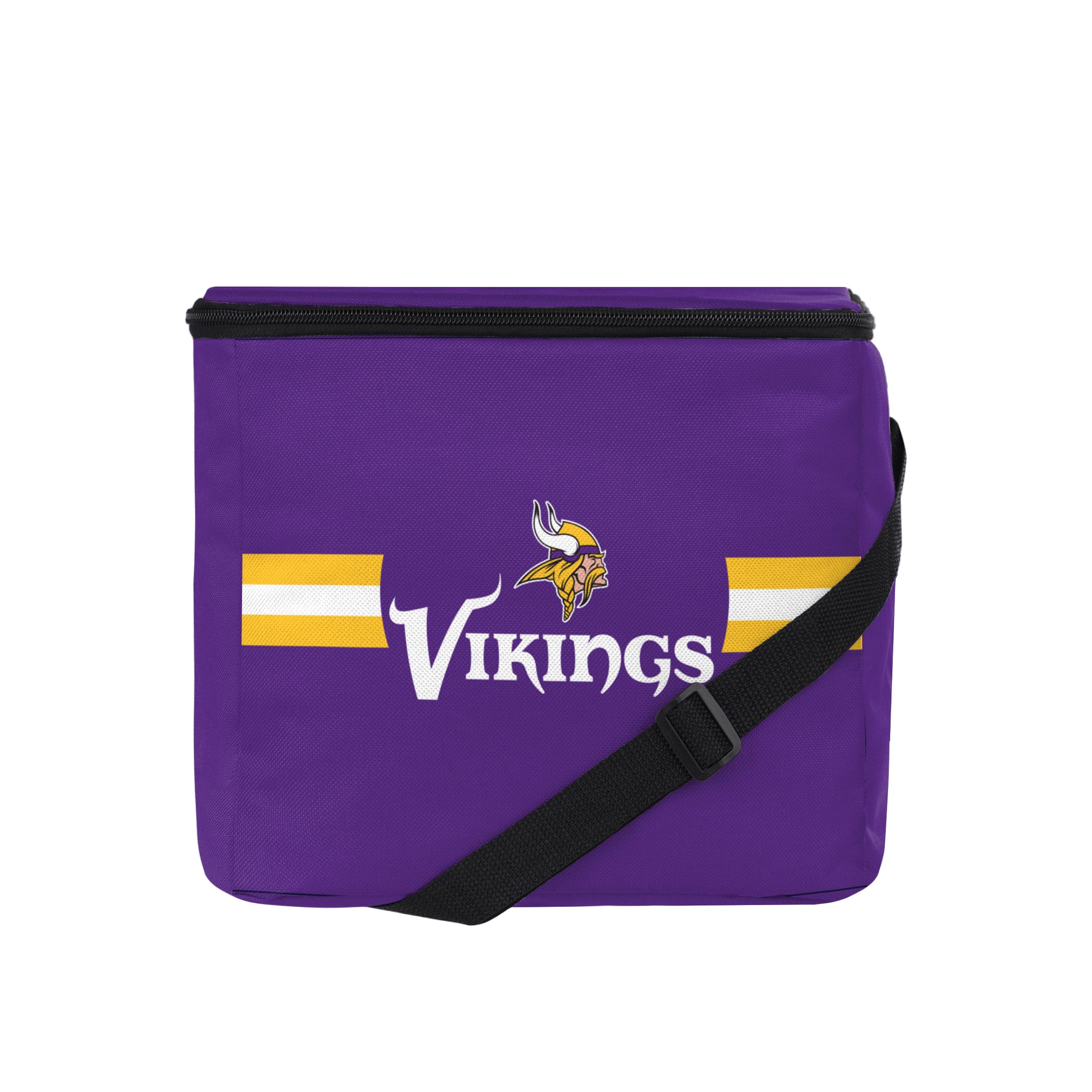 FOCO NFL Officially Licensed Primary Logo Team Stripe 6 or 12 Pack Soft Insulated Game Day Football Lunch Tote Cooler - Minnesota Vikings - 12 Pack