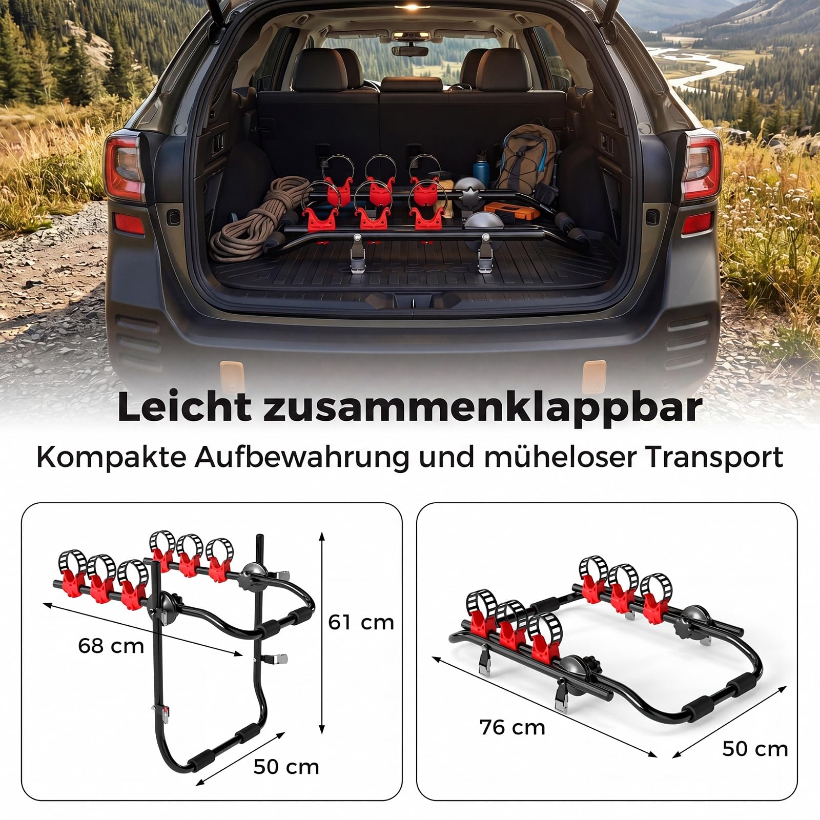 COSTWAY Kofferraum Fahrradträger für 3 Fahrräder
