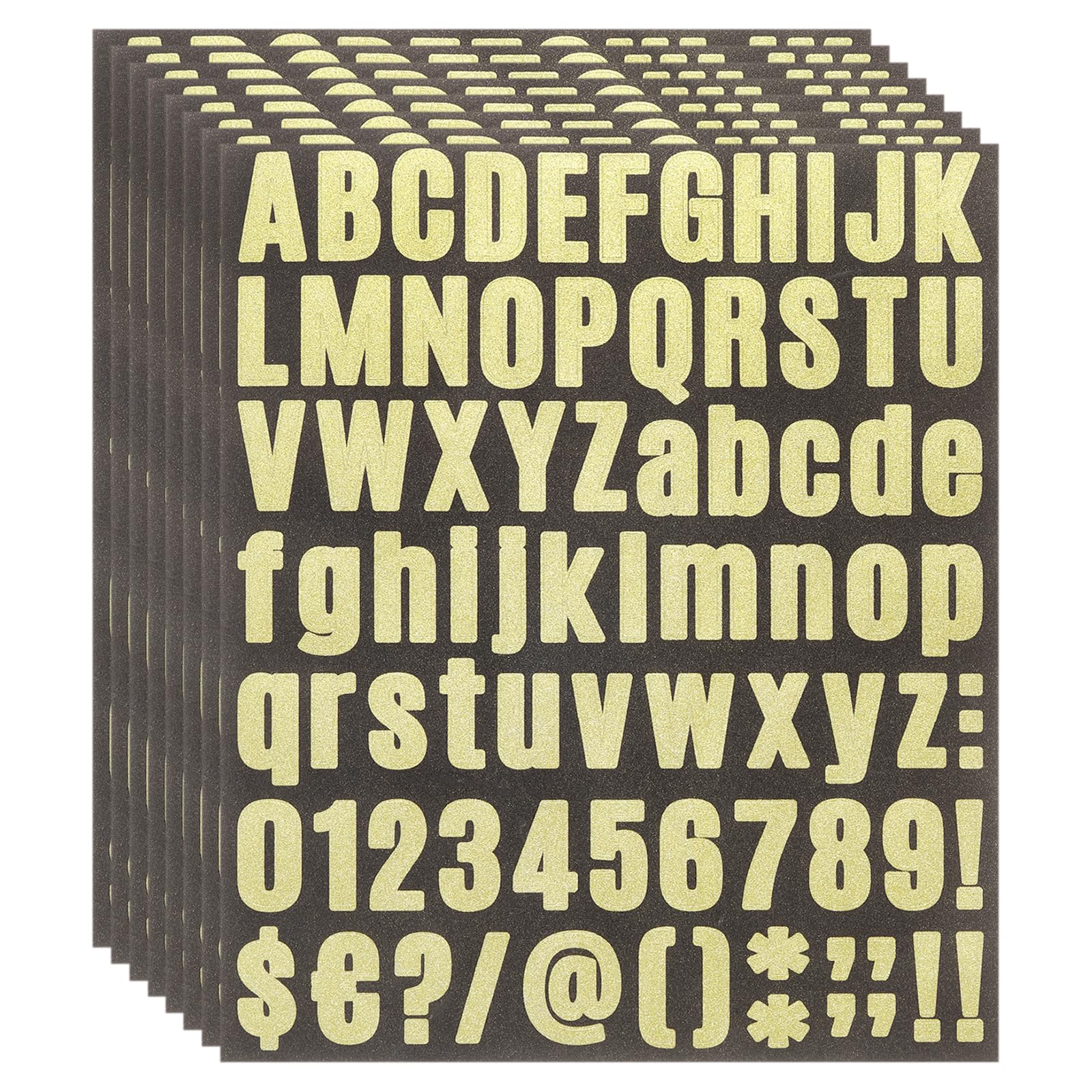 Autocollants à paillettes alphabet dorés stickers chiffres pour loisirs créatifs et classe
