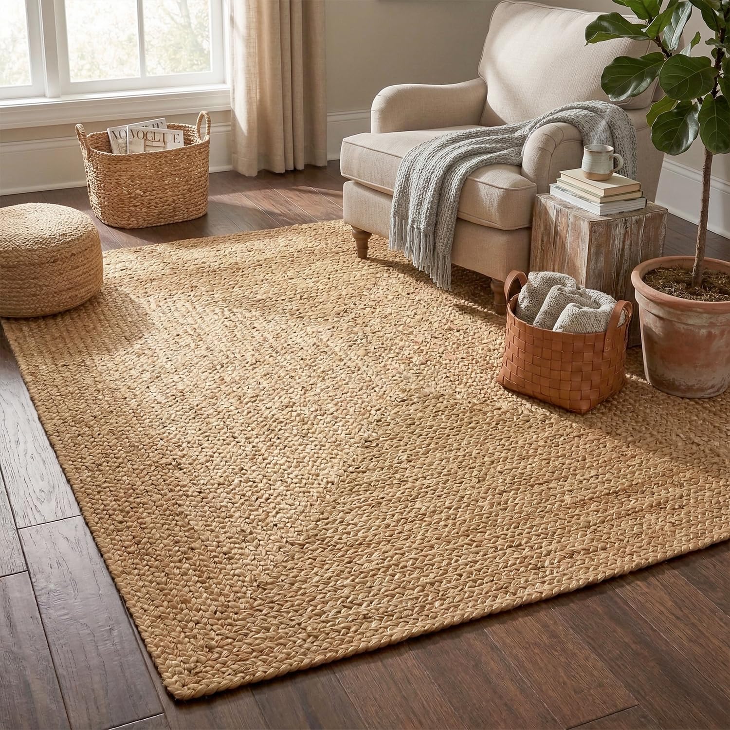Alfombra de Yute Artesanal 150x150cm Cuadrada
