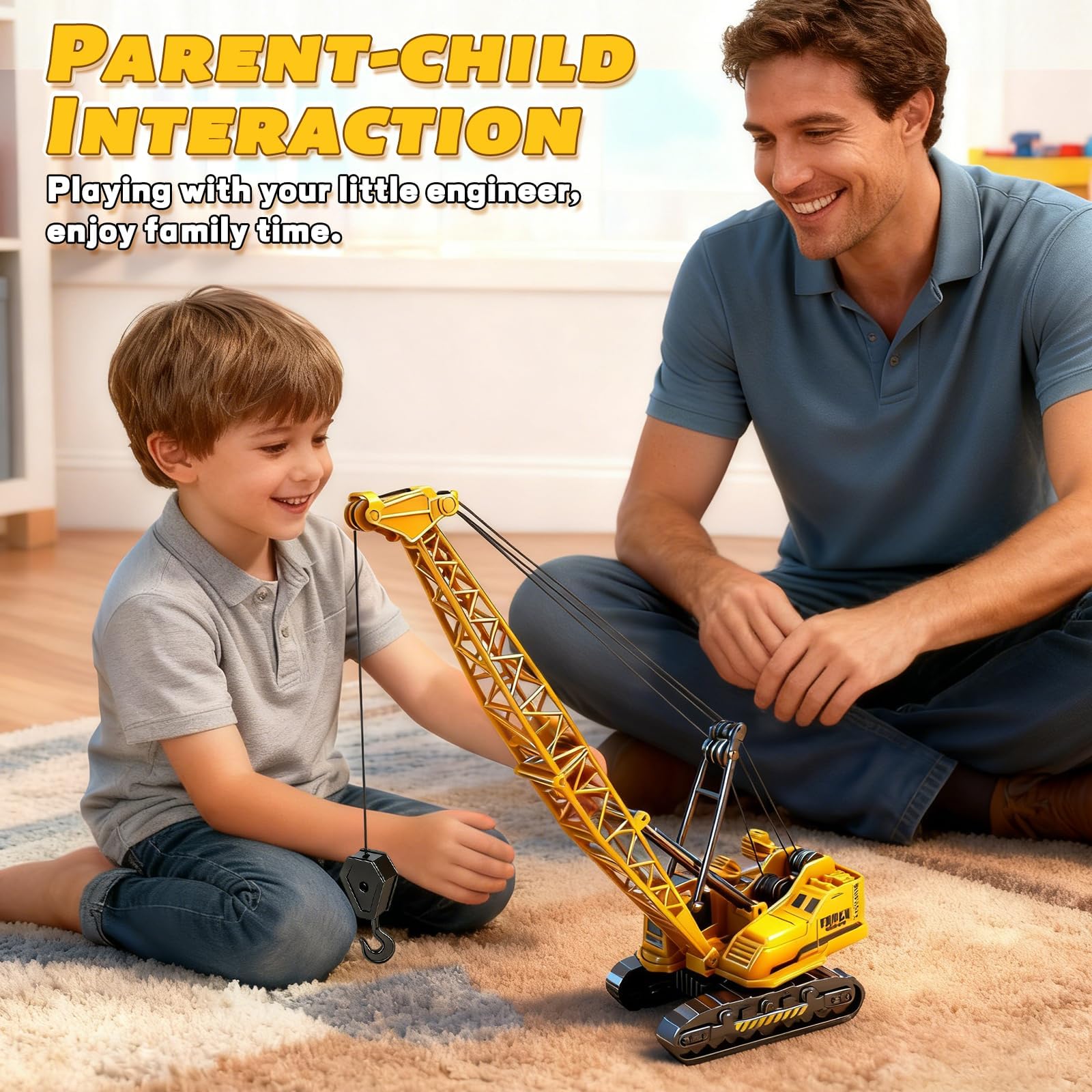 Hymaz Grue en métal ABS moulé sous pression, véhicules de construction en métal avec bouton de levage manuel, jouet pour garçons de 3 à 8 ans, 9 à 12 ans, convient comme cadeau de Noël et