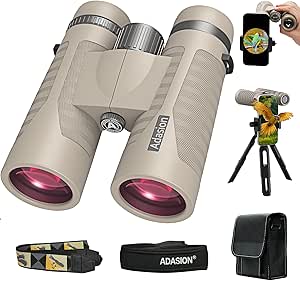 8x42 HD Binoculars for Adults High Powered with Phone Adapter and Tripod, Super Bright BAK4 Prism Waterproof Binoculars for Bird Watching Hunting Hiking Safari Travel Sports asin的图片