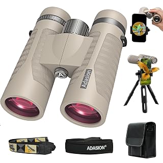 8x42 HD Binoculars for Adults High Powered with Phone Adapter and Tripod, Super Bright BAK4 Prism Waterproof Binoculars for Bird Watching Hunting Hiking Safari Travel Sports - Amazon product rated Grade B