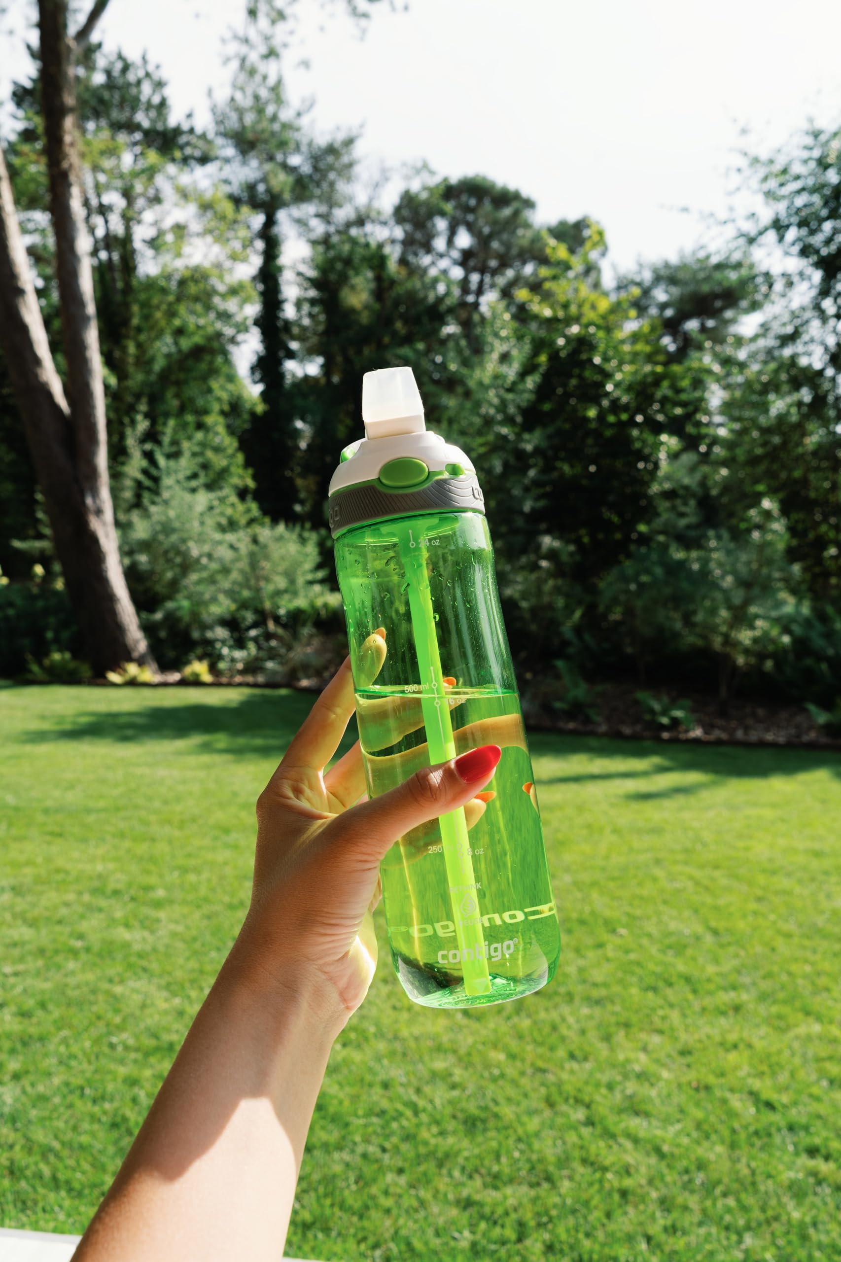 Contigo Ashland Autoseal Butelka na wodę ze słomką, duża, 720 ml, bez BPA, butelka sportowa, szczelna butelka na napoje, idealna do szkoły, na siłownię, rower, do biegania, wędrówek