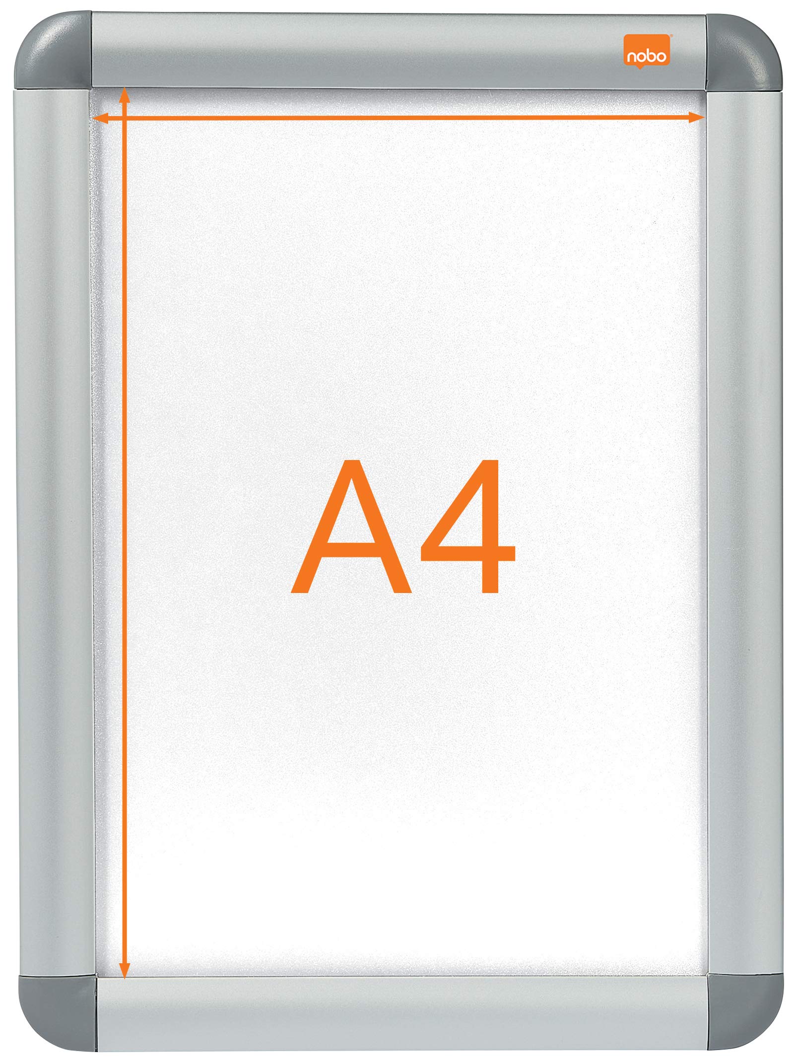 Nobo Tablón de Anuncios de Pared con Marco Tamaño A4, Protección Antirreflectante, Elegante Marco de Aluminio, Color Plata, 1902214
