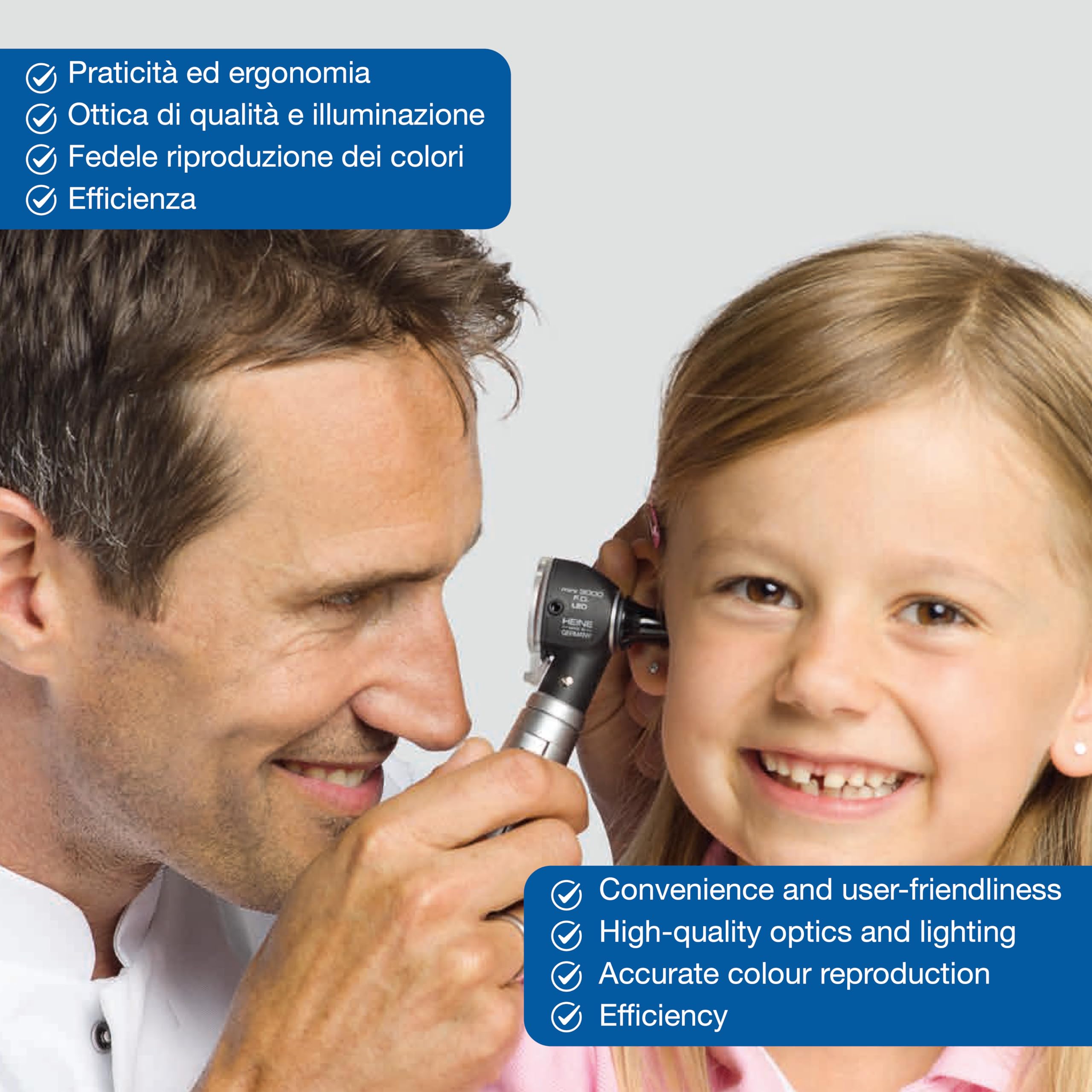 HEINE - Mini otoscopio médico profesional 3000 LED 2,5 V DIRECT, negro