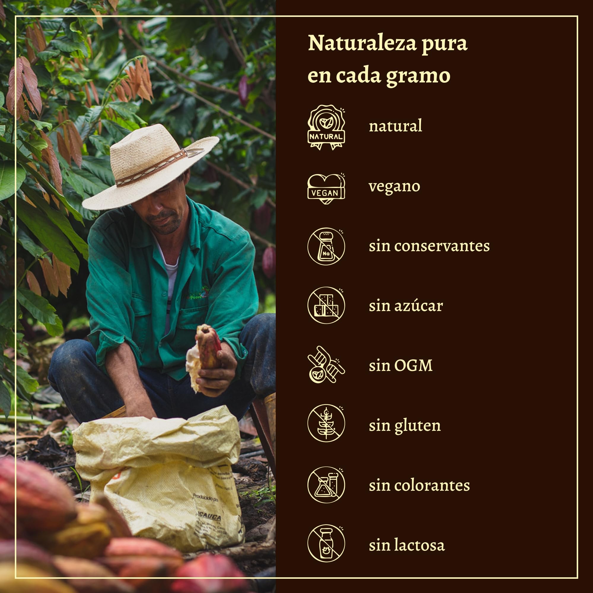 I-Organic Manteca de cacao no refinada 100% de Colombia, Comestible, Cosmético natural hipoalergénico, Hidrata y regenera la piel, Protege contra los rayos UV, Larga vida útil, 500g