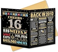 Vista 9 de Tarjeta de cumpleaños número 10, decoraciones de cumpleaños número 10 para niñas y niños, regalos divertidos para hija e hijo, tarjeta dorada negra