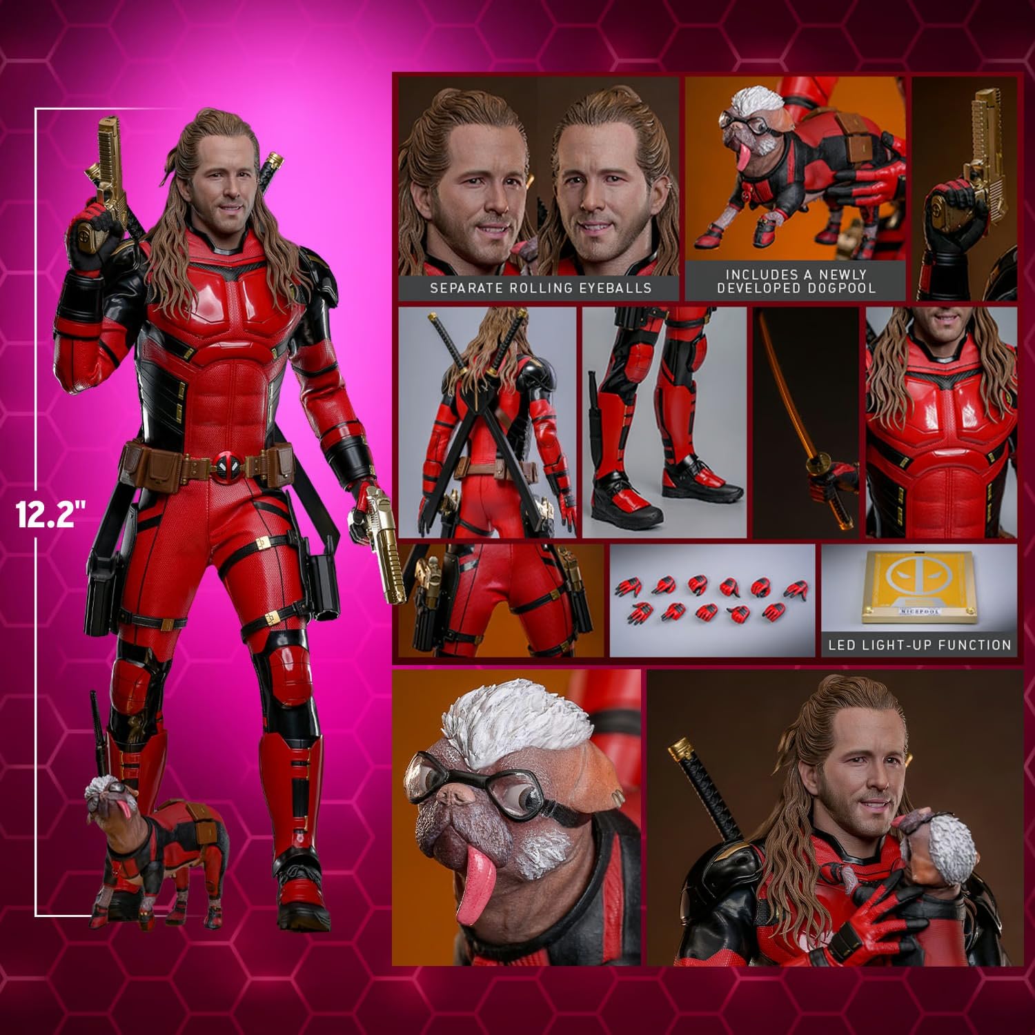 Hot Toys Marvel Comics Deadpool & Wolverine Nicepool - Personaggio da collezione in scala 1/6, 30,5 cm