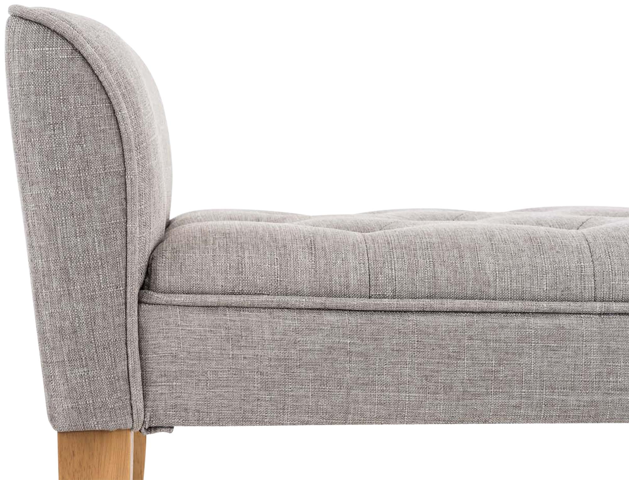 CLP Banquette Cleopatra en Tissu Banc Style Chesterfiled Piétement en Bois | Couleur Gris Clair Couleur du Cadre Antique Clair