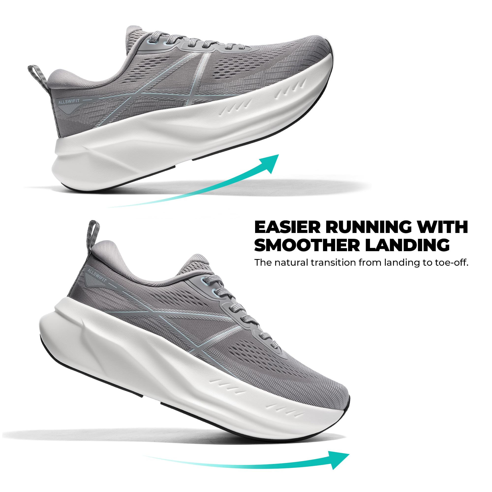 ALLSWIFIT Scarpe da corsa da donna con cuscino scarpe da tennis antiscivolo comode leggere palestra allenamento atletico supporto arco scarpe da ginnastica da passeggio