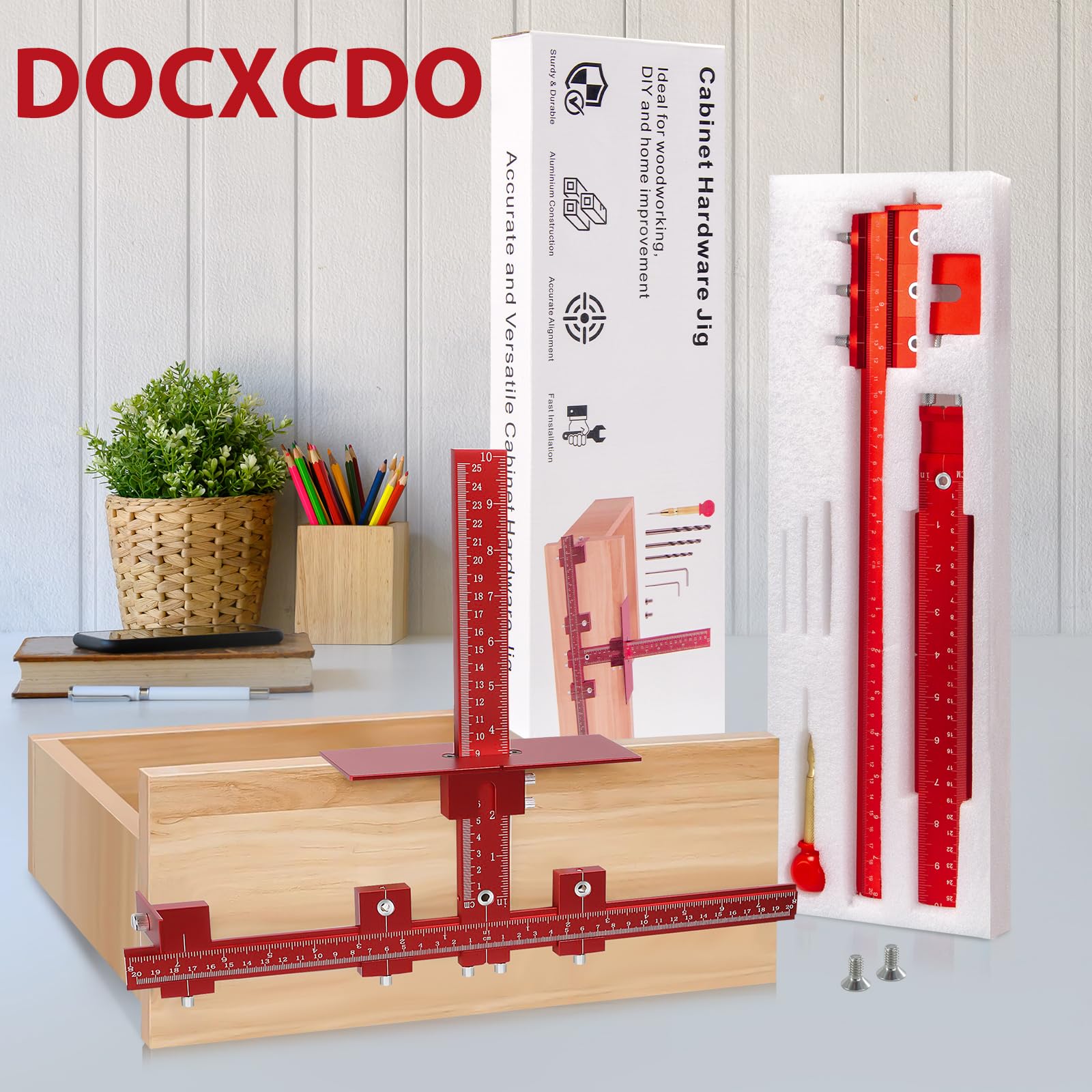 DOCXCDO Cabinet Handle Jig,Aluminum Cabinet Hardware Jig Tool for Handle — Amazon image 2