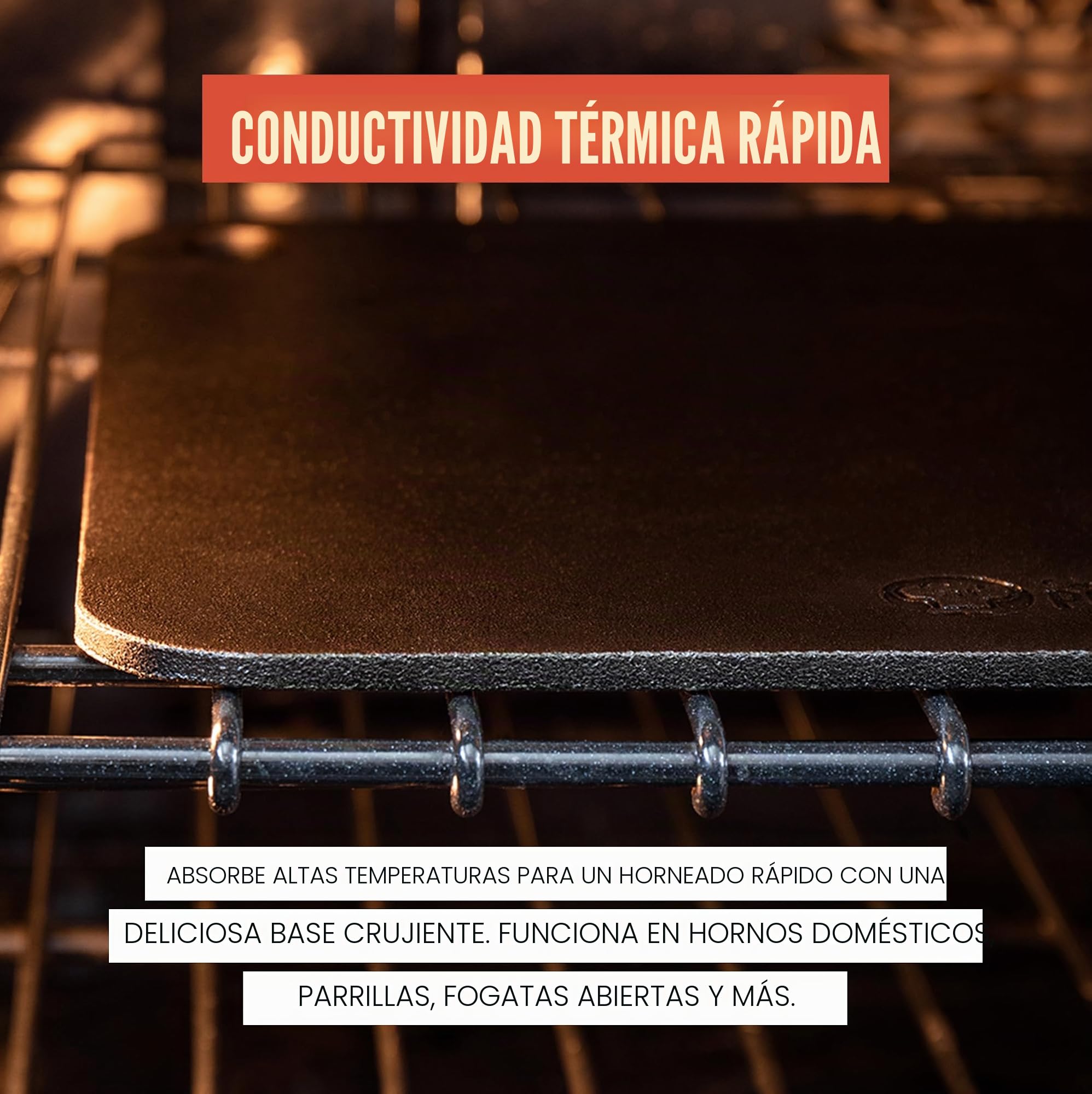 Chef Pomodoro Piedra Pizza Horno Bandeja Rectangular Acero Carbono 41x34 cm