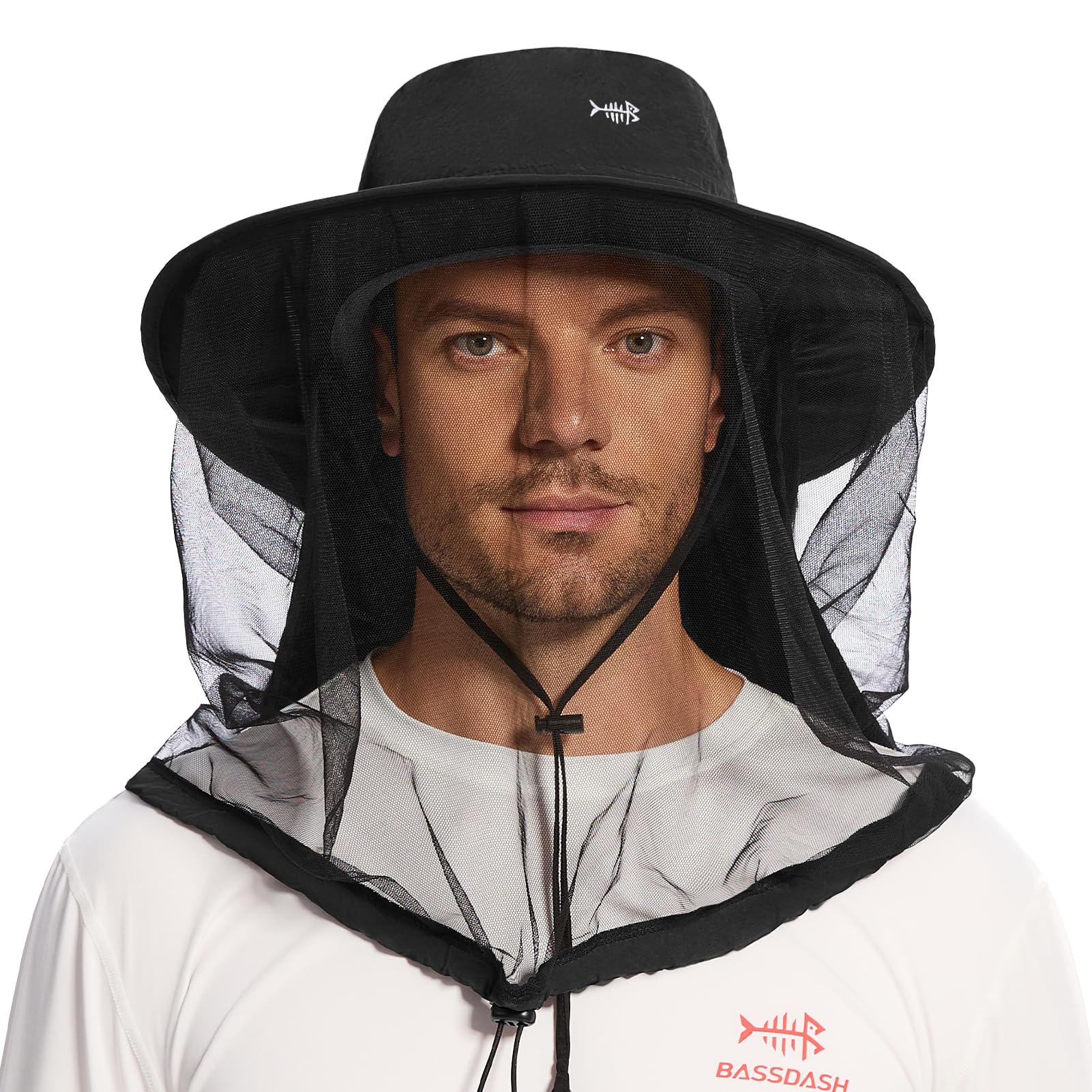 BASSDASH Unisex UPF 50+ Mosquito Net Hat with Neck Flap FH17