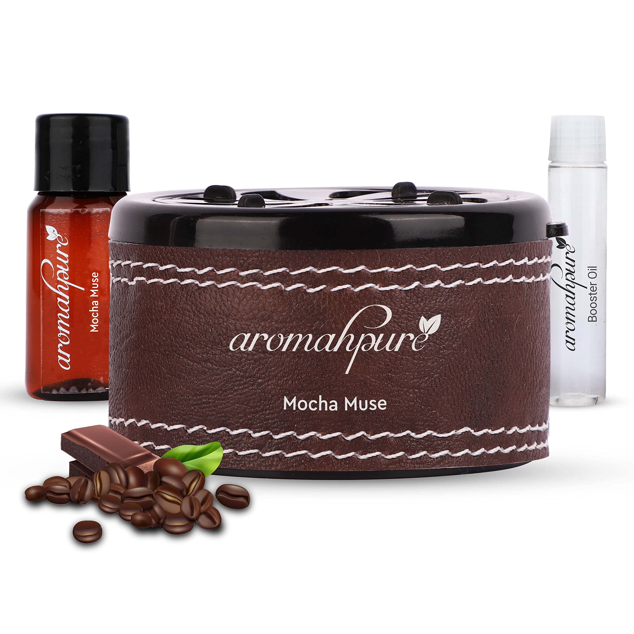 Aromahpure Dashboard Car Perfume with 50 ML Anti Smoke Miniature Fragrance Oil | Mocha Muse - Coffee Fragrance Car Freshener | 50gm | Luxury Car Perfume for Car Interior