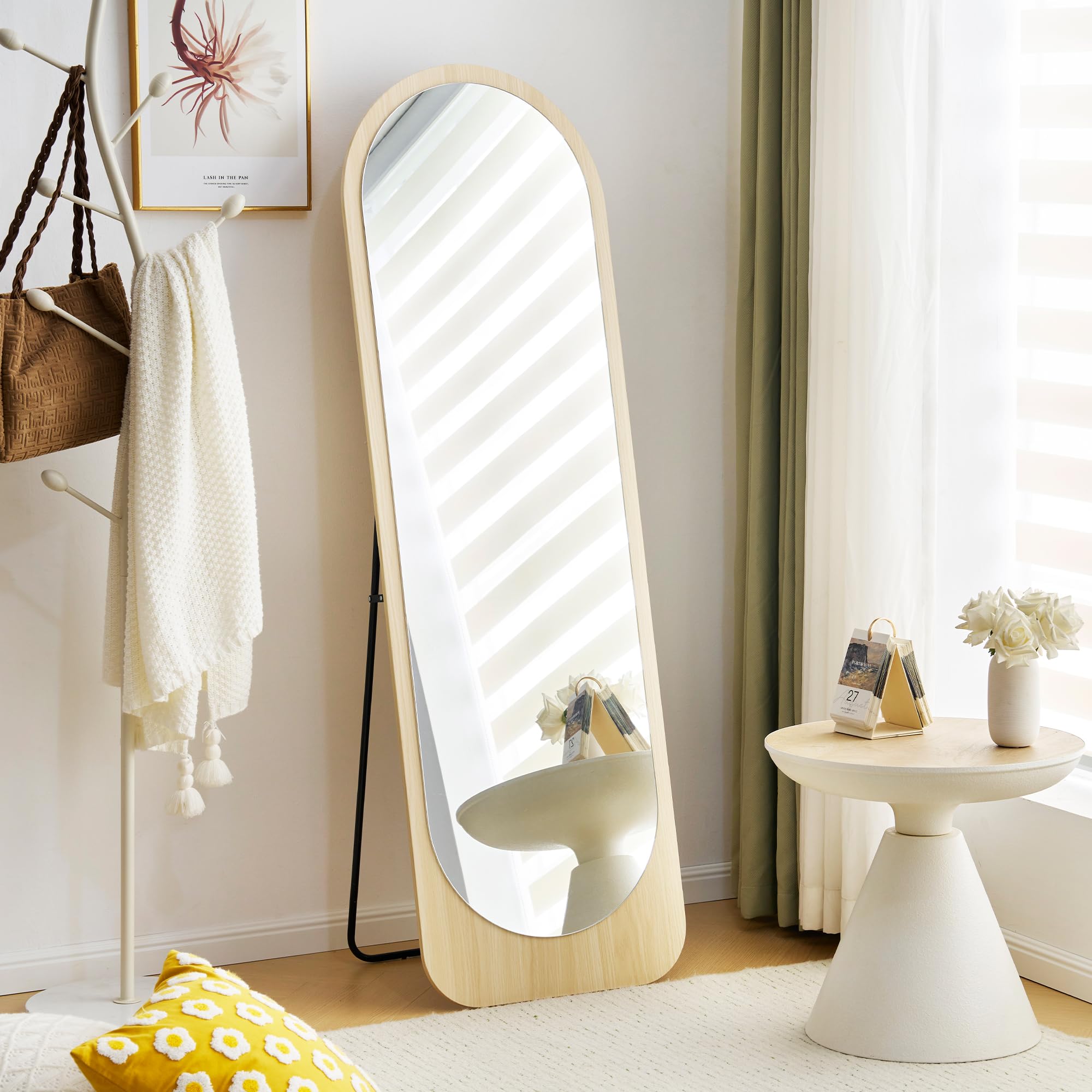 Amazon.co.jp: OSJ 全身鏡 姿見鏡 北欧 アーチタイプ 木目調 スタンド  