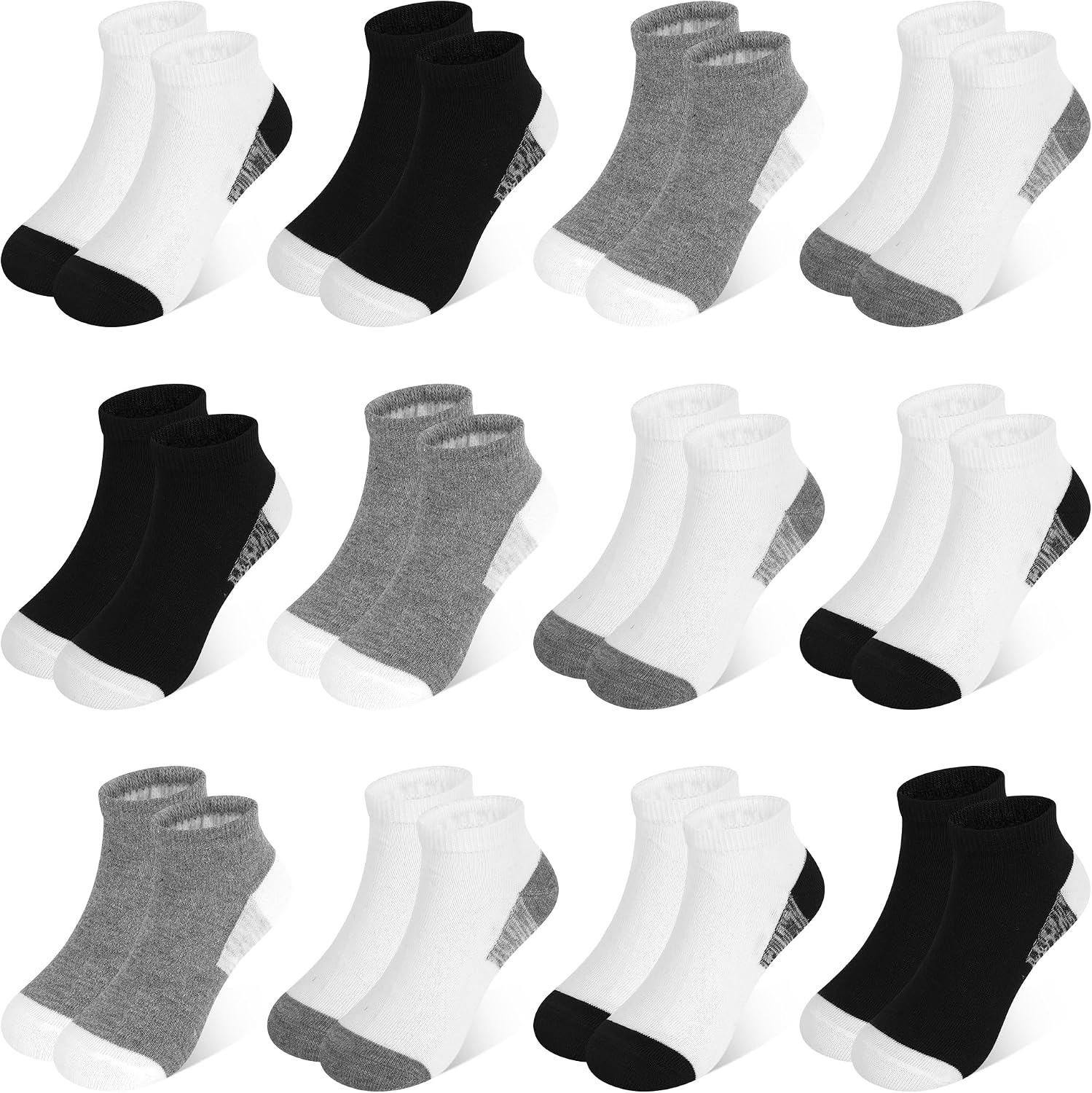 GENTABY 12 Pairs Toddler Socks Boys Ankle Socks Kids Low Cut Short Athletic Sock for 1-13 Years