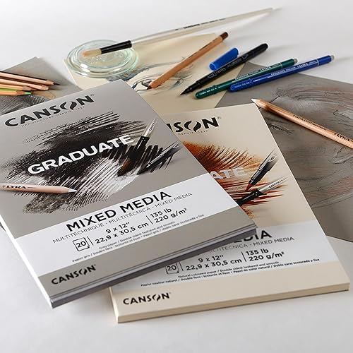 Miniatura 2 de Canson Graduate - Bloc de medios mixtos en tono gris, plegable, 11 x 14 pulgadas, 20 hojas  Papel de artista para adultos y estudiantes, acuarelas,