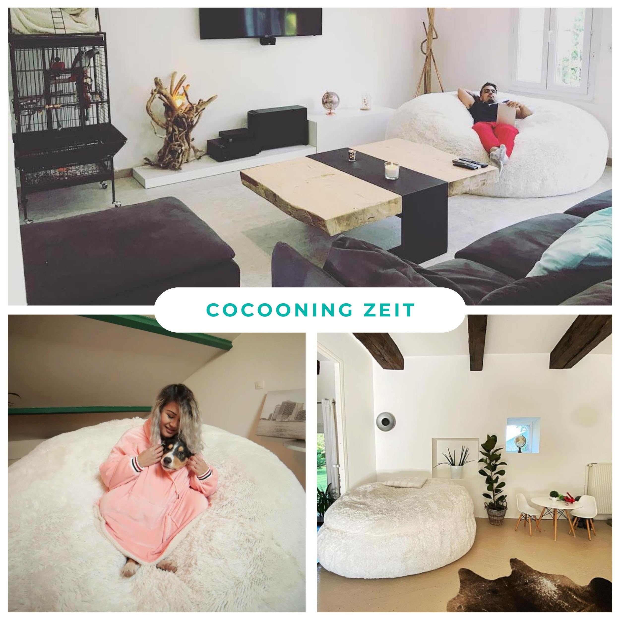 bananair - Sitzsack XXL mit Füllung für Erwachsene - Ultra Weich und Bequem mit Schaumstoff Füllung - Maschinenwaschbarer Bezug - Giant Bean Bag Chair, Sofa, Bed, Couch (160 cm, Weiß)