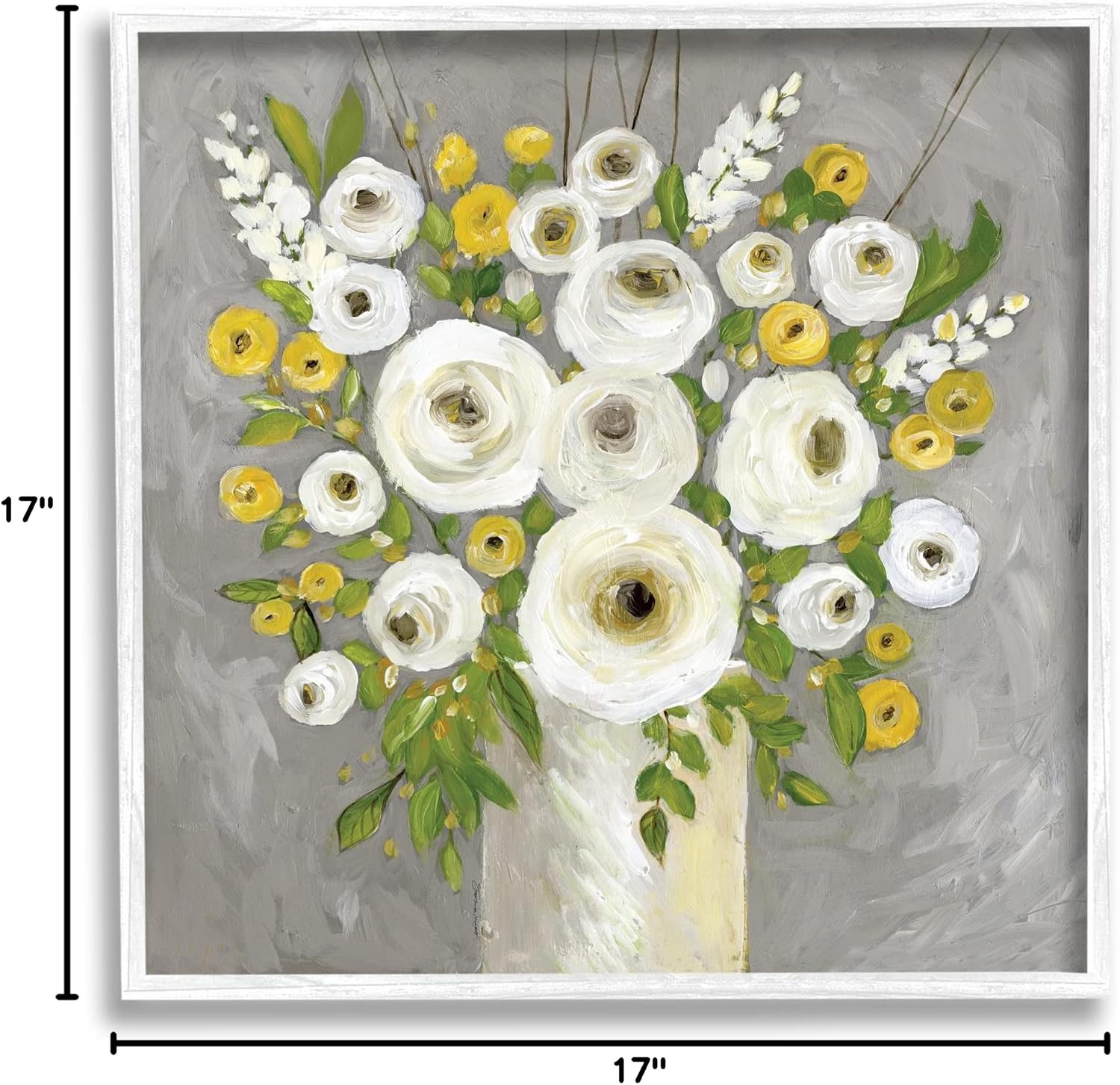 Stupell Industries Traditional Country Floral Tabletop Still Life Plant Cloche, Designed by Cindy Jacobs White Framed Wall Art, 17 x 17