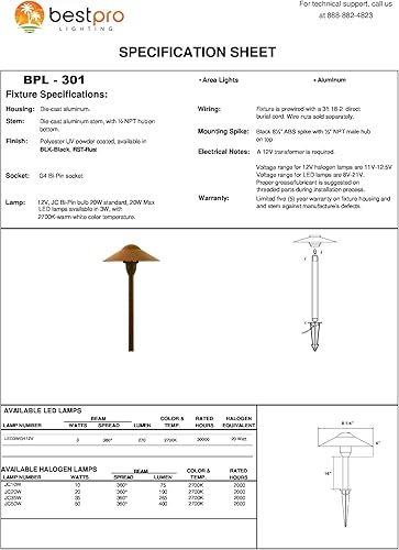 Miniatura 7 de Best Pro Lighting Juego de 4 luces LED de seta de bajo voltaje de 3W (301RST-LED)