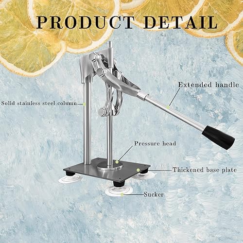 Miniatura 2 de Máquina de exprimidor de prensa de mano, exprimidor comercial de limón y trituradora de naranja,Amoladora mental para frutas o nueces,Máquina