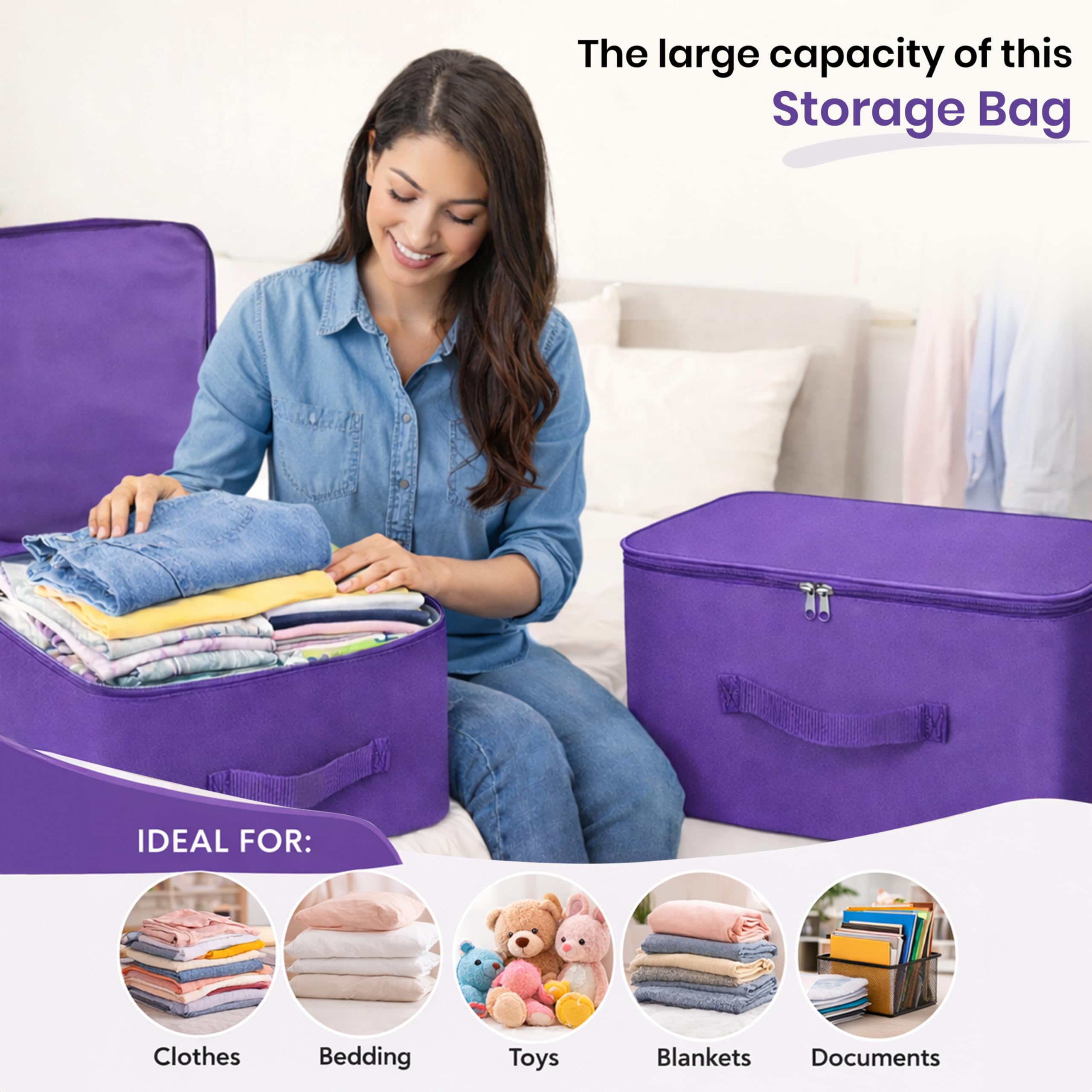 Storite 5 Pack Nylon Wardrobe Bag Underbed Cloth Storage Organizer Bag 2