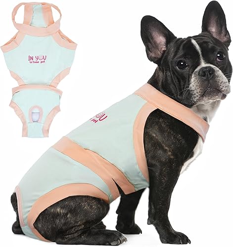 PUMYPOREITY Pañales para perros, a prueba de escape, bulldog francés, bragas de período para mujer y hombre, reutilizables, lavables, color azul,