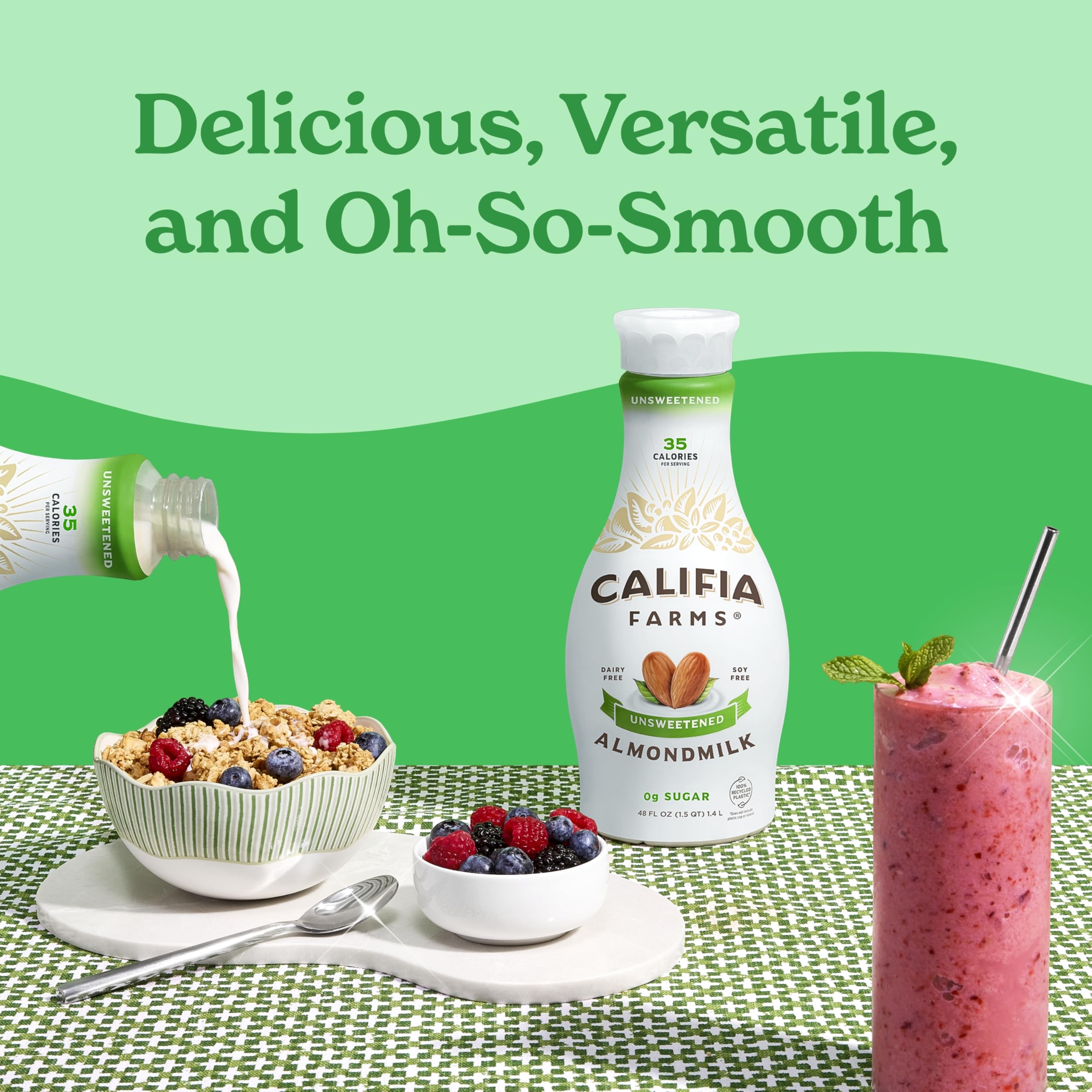 Califia Farms - Unsweetened Almond Milk 48 Oz Dairy Free Vegan Plant Based Keto Vegan Gluten Free Non — view 5