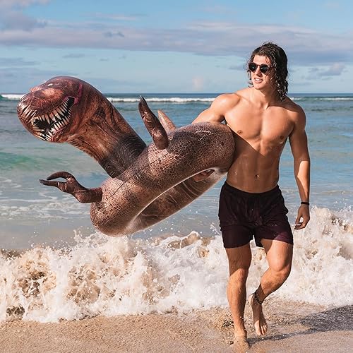 Miniatura 3 de Poolcandy Tubos inflables de piscina de animales de 40 pulgadas y anillos de natación (T-Rex Dinosaur Tyrannosaurus Rex 40 pulgadas tubo de piscina