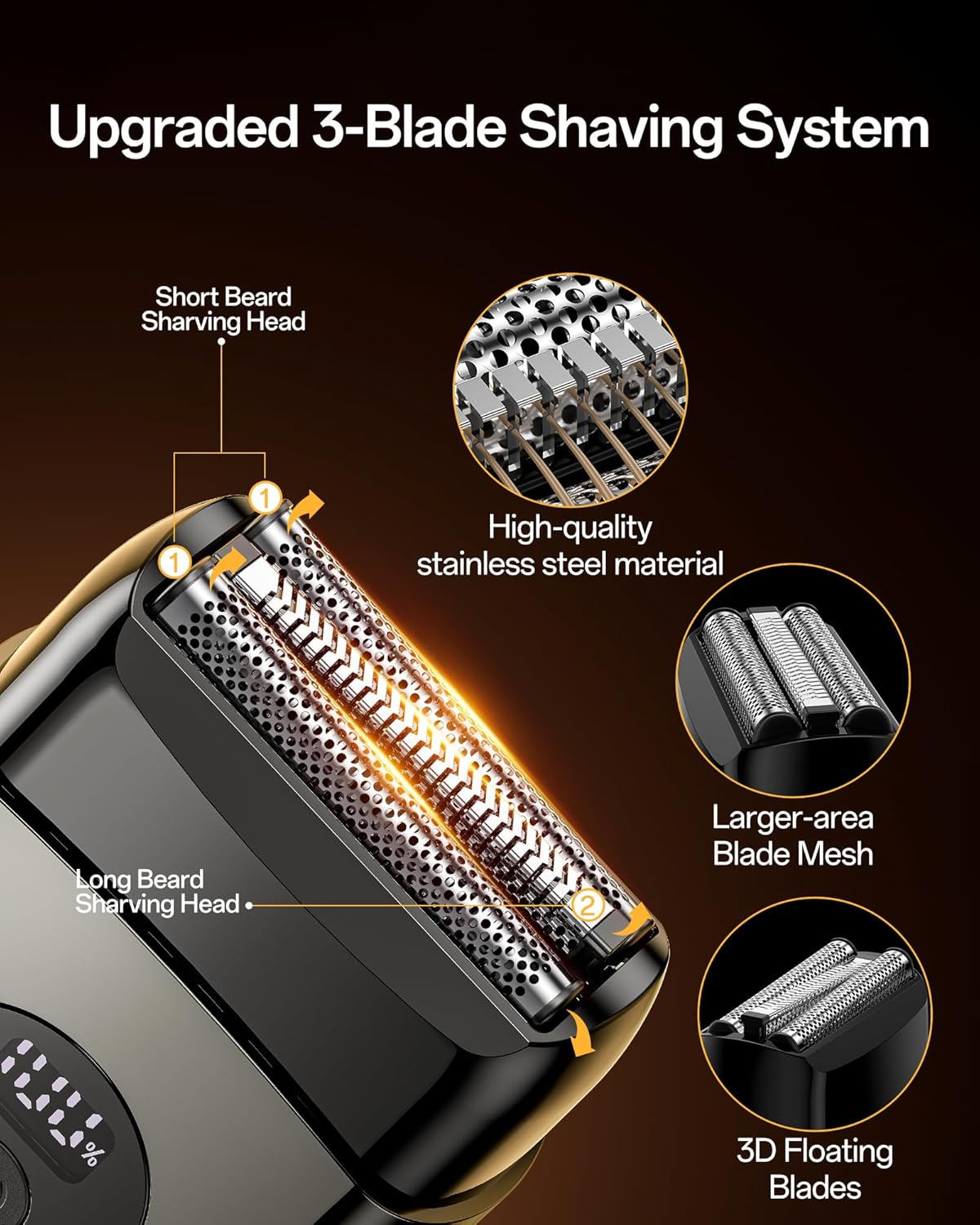 Electric Razor for Men, Foil Shavers Beard Trimmer for Men, Mini Face Shaver for Men, Cordless Travel Body Hair Shaver for Facial, Neck