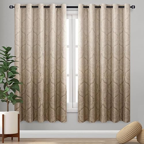 Miniatura 86 de DWCN - Cortinas blackout para dormitorio, diseño de damasco con aislamiento térmico y ojales, para sala de estar, juego de 2 paneles de cortina