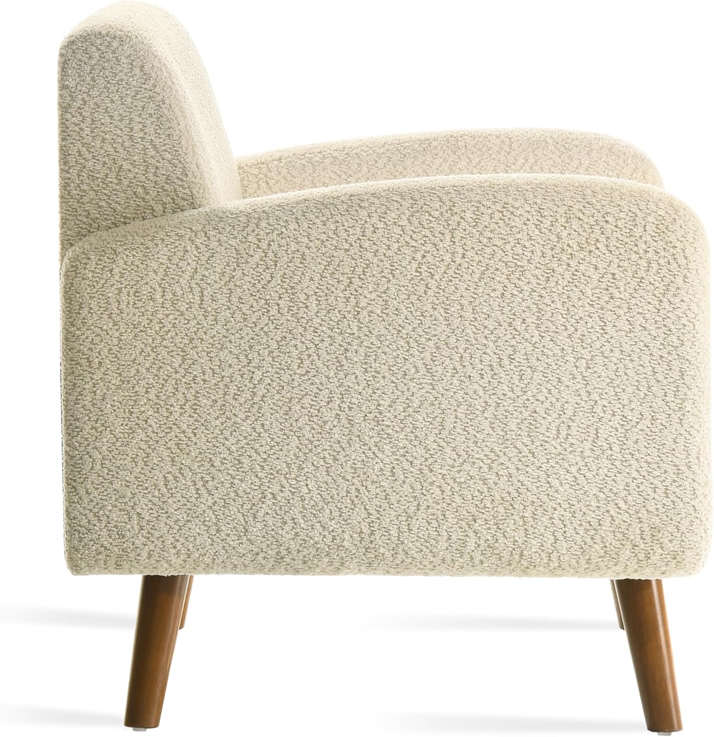 Accent Chairs for Living Room, Comfy Boucle Mid Century Modern Single Sofa Chair with Rubberwood Frame, Upholstered Reading Arm Chair for Bedroom, Club, Office Waiting Room (Beige, Single 1)