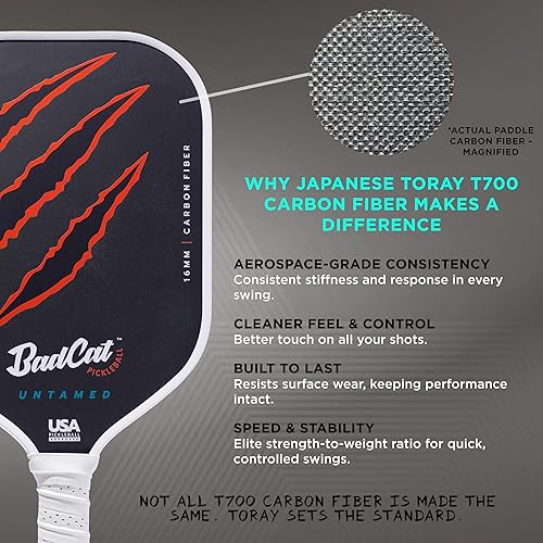 Miniatura 4 de Untamed Paddle  Fibra de carbono T700 cruda para un máximo giro, potencia y control  Diseño termoformado ligero profesional de 0.630 in  Paleta