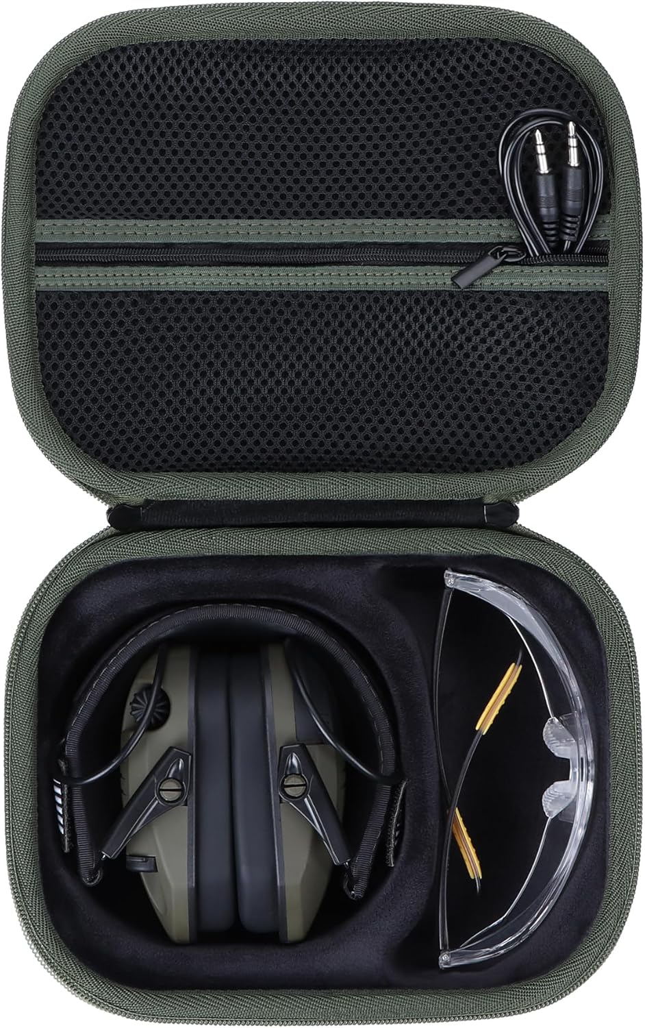 Lebakort Storage Case Compatible with Walkers Razor Slim/Howard Leight Honeywell Impact Sport/PROHEAR 066 030 Electronic Shooting Earmuffs Hearing Protection Muffs (Black + Green Case)