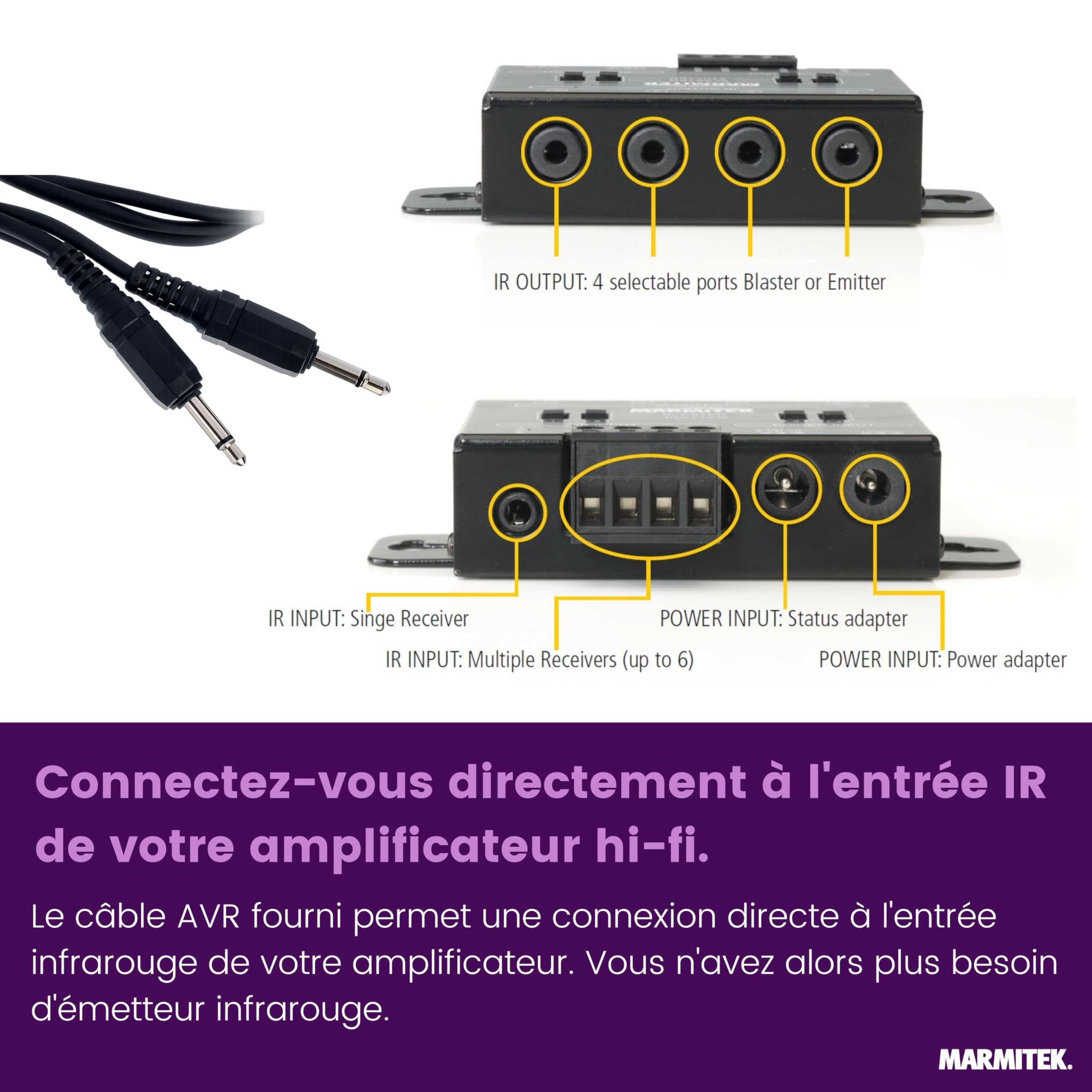 Extension Infrarouge Professionnel - Marmitek IR Control 10 XTRA - Blaster LED - max 300 m - Récepteur Extra Petit - Fonctionnement Des Appareils Dans une Armoire Fermée et à Une Plus Grande Distance