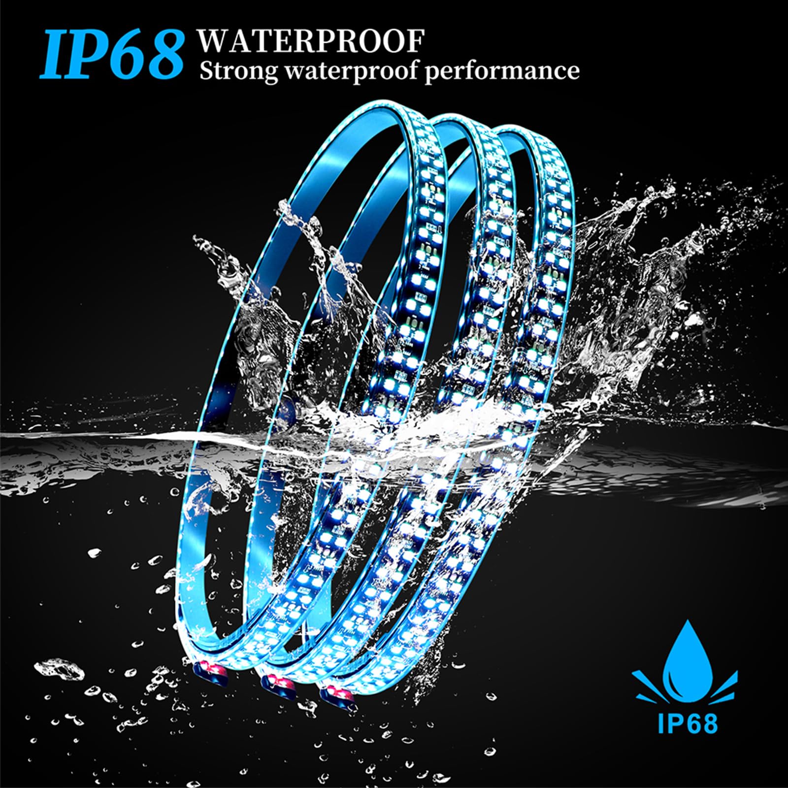 Set 3 LED Bright Car Wheel Ring Light Kit Dream Chasing Color 2-Row LED Rim Lights for Polaris — view 3