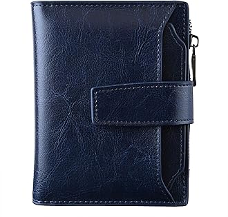 Women's Small Leather RFID Blocking Bifold Zipper Pocket Wallet Ladies Credit Card Slots Purse with id Window