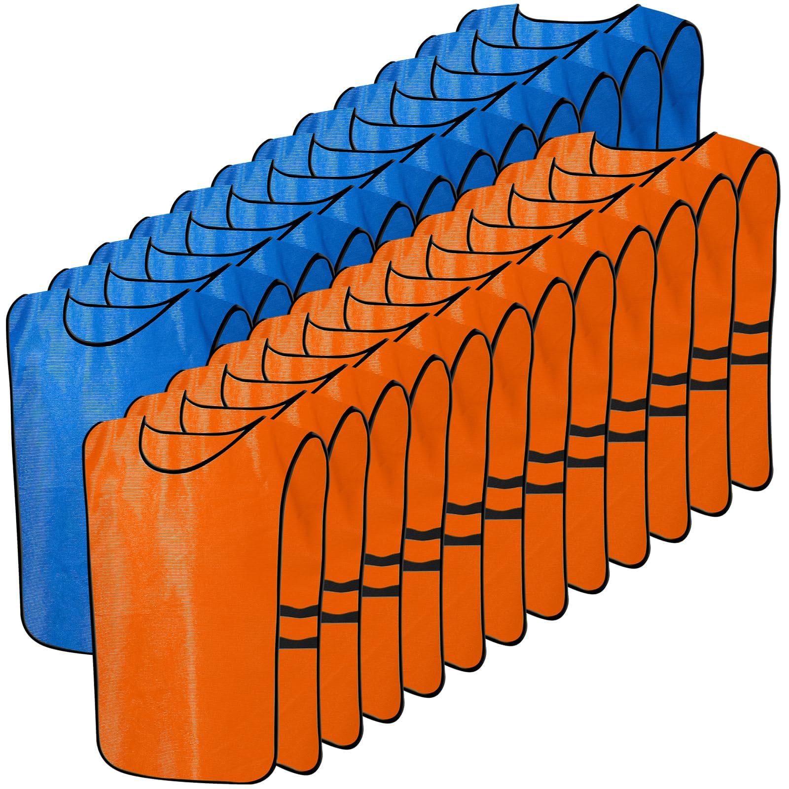 Scrimmage - Confezione da 24 canottiere da allenamento, per allenamento di squadra, per bambini, ragazzi e adulti, Blu e arancione., 17x25 inch