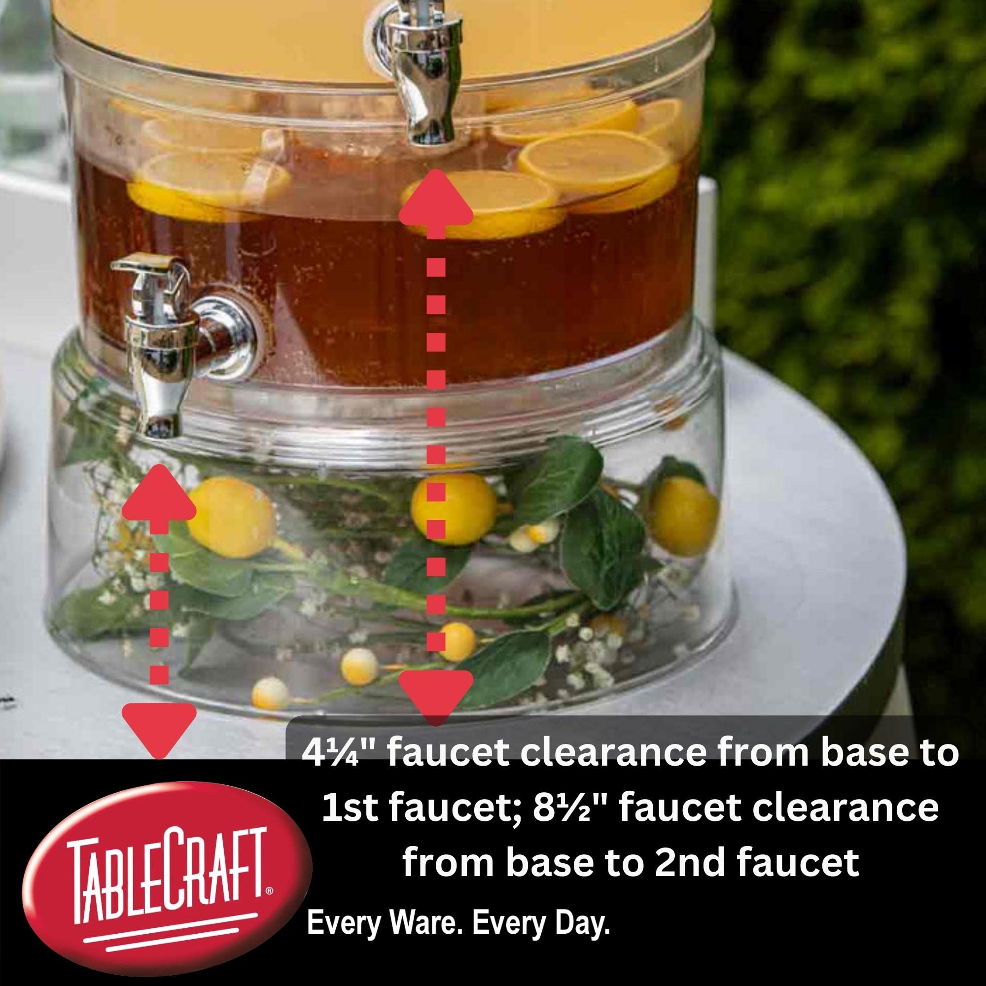 Tablecraft 10961 Dispensador de Bebidas apilable de Dos Niveles de 2 galón, Acrílica, Transparente