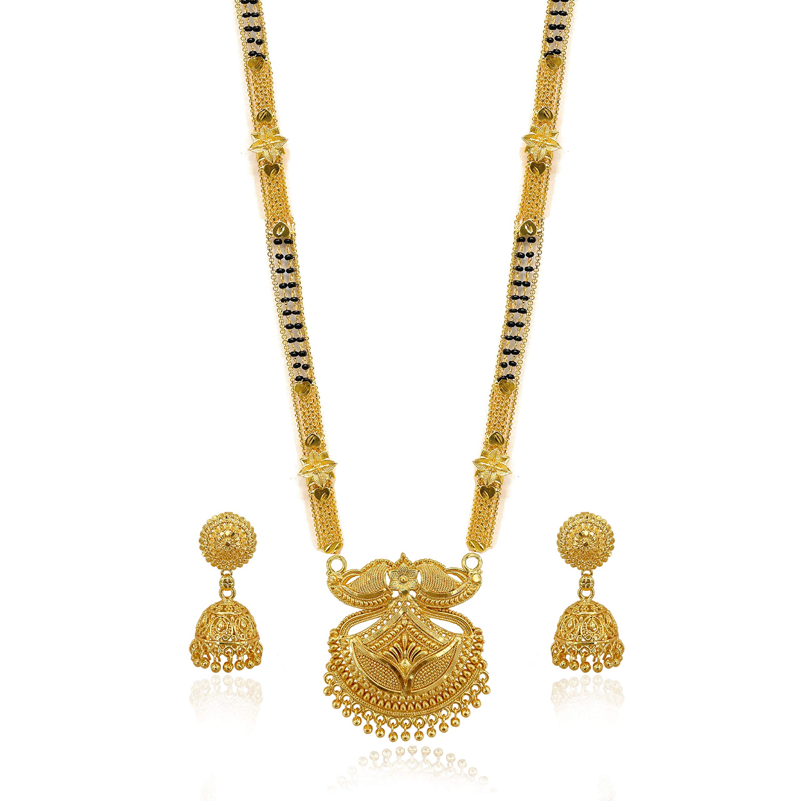 Brado Jewellery Traditional Gold Plated 30 inch Long 2 inch Earring Set Mangalsutra/Tanmaniya/nallapusalu/Black Beads Mangalsutr For Women and Girls (B08Y6TXDQW) Amazon Price History, Amazon Price Tracker