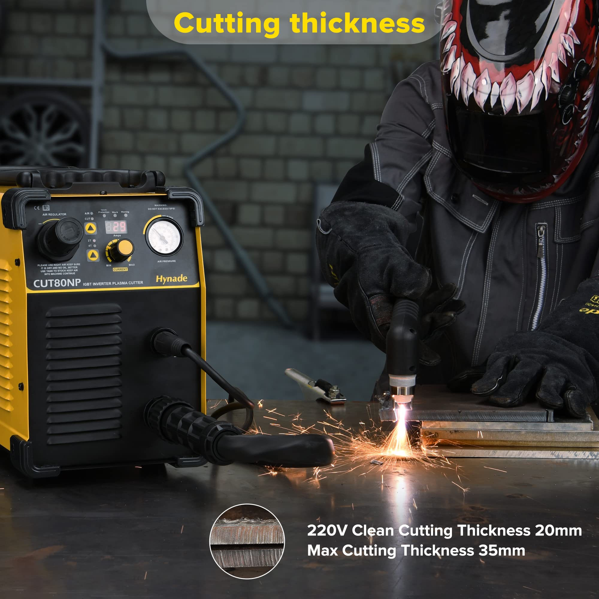 Hynade Plasma Cutter, [Non-Touch Pilot Arc] [110/220V Dual Voltage] 50Amps Cutter Machine With Large LED Display IGBT Inverter, 5/8" Max Cut For Beginners DIY (HYC500P - View #14