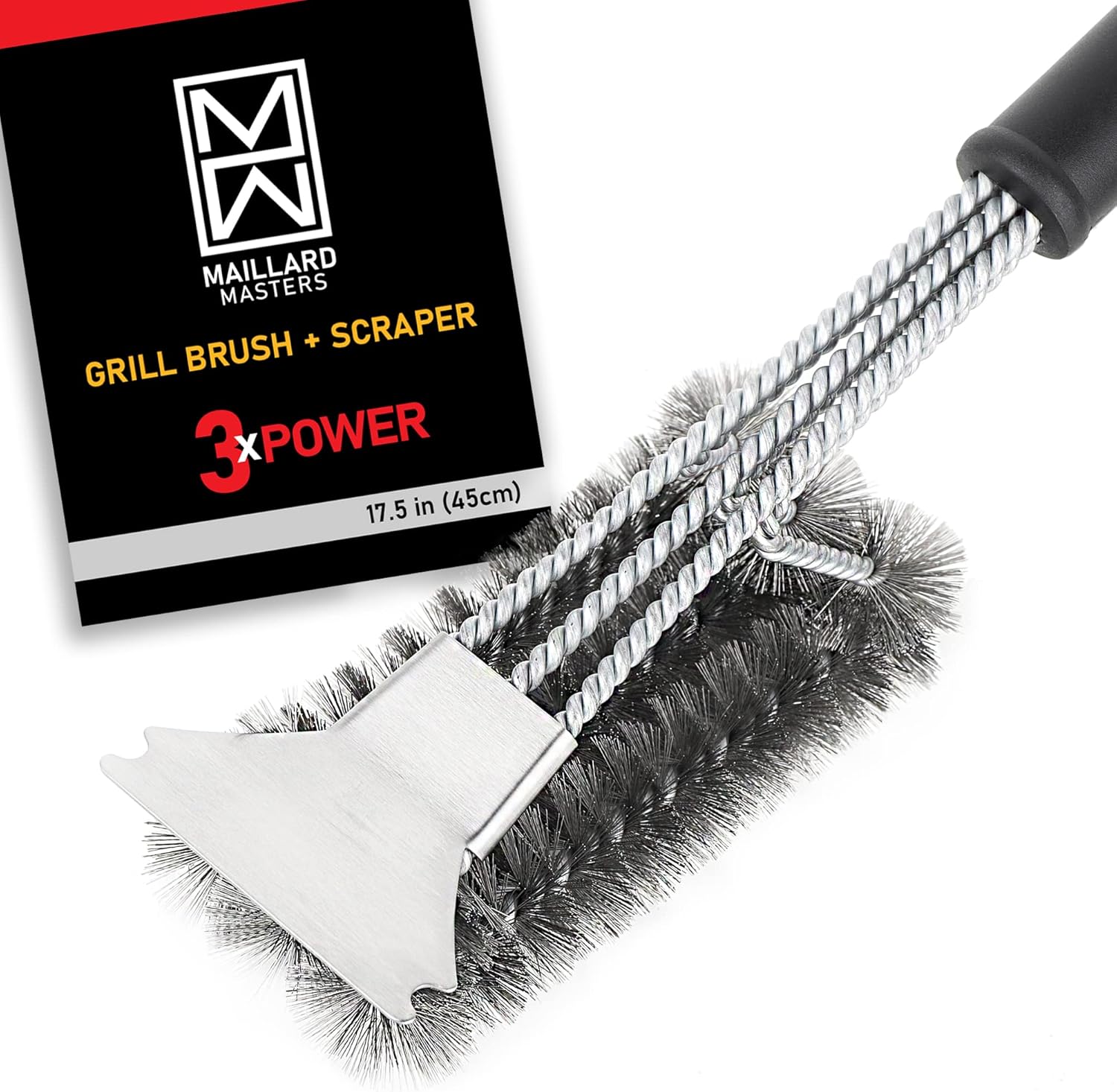 Maillard Masters BBQ Grill Brush and Scraper. BBQ Brush for Grill. Stainless Steel