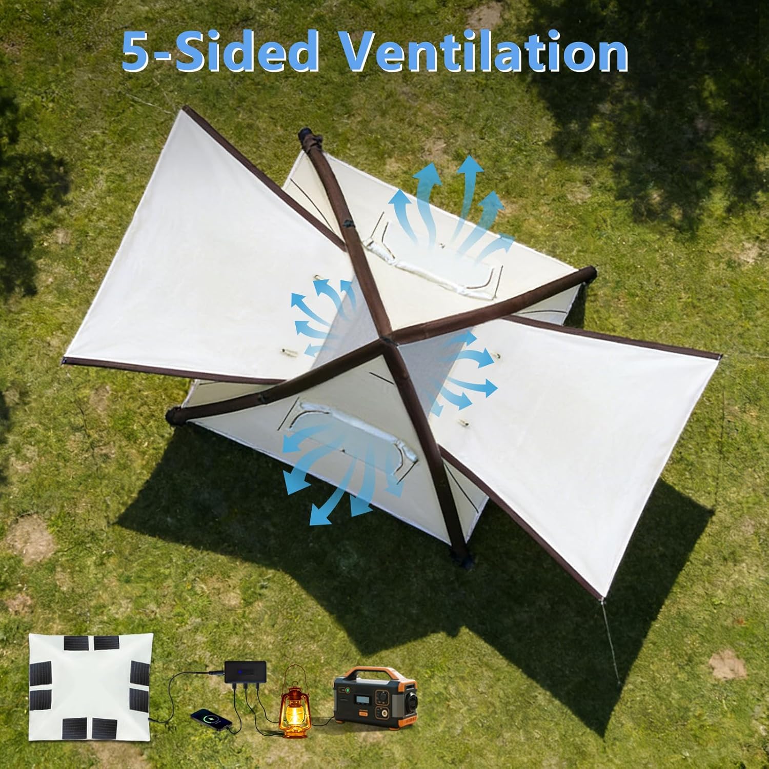 Automatic Inflatable Tent with Air Pump, Family Tents for Camping, Windproof Waterproof 3 Person Tent, Easy Set Up in 2-3 Min, Camping Essentials for Backyard Outdoo