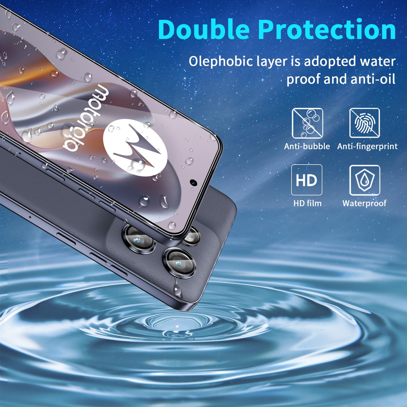 Lutree per Motorola Moto Edge 60 Neo/Edge 50 Neo Vetro Temperato, 2+2 Pezzi Pellicola Protettiva+ Pellicola Fotocamera, HD Durezza 9H Anti-Graffio Senza Bolle Protezione Schermo