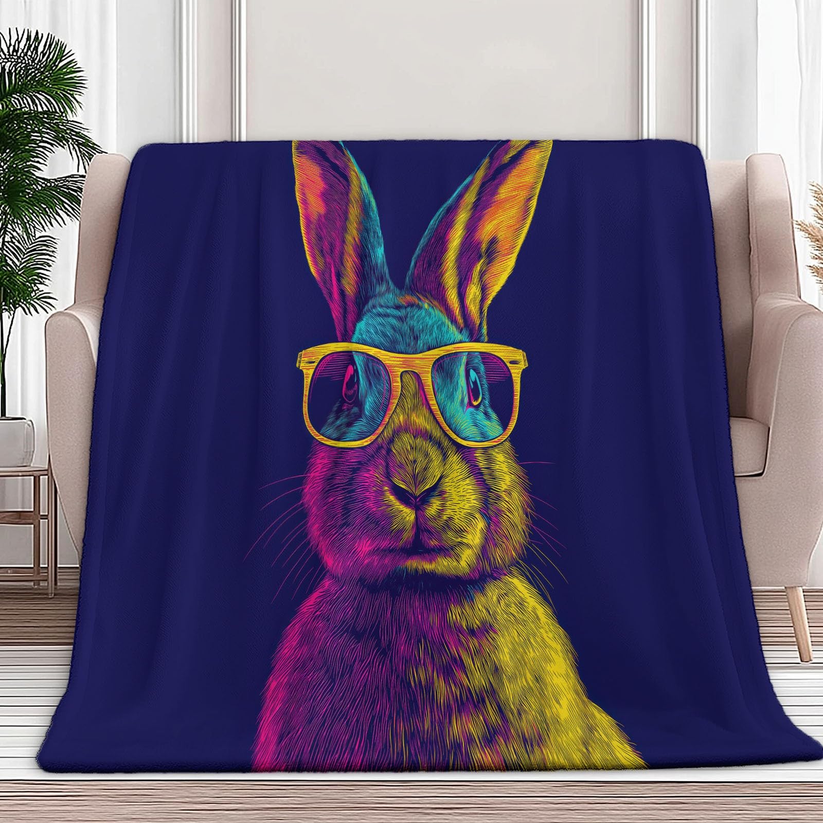 Couverture en flanelle lapin violet 220x240 cm grand lit