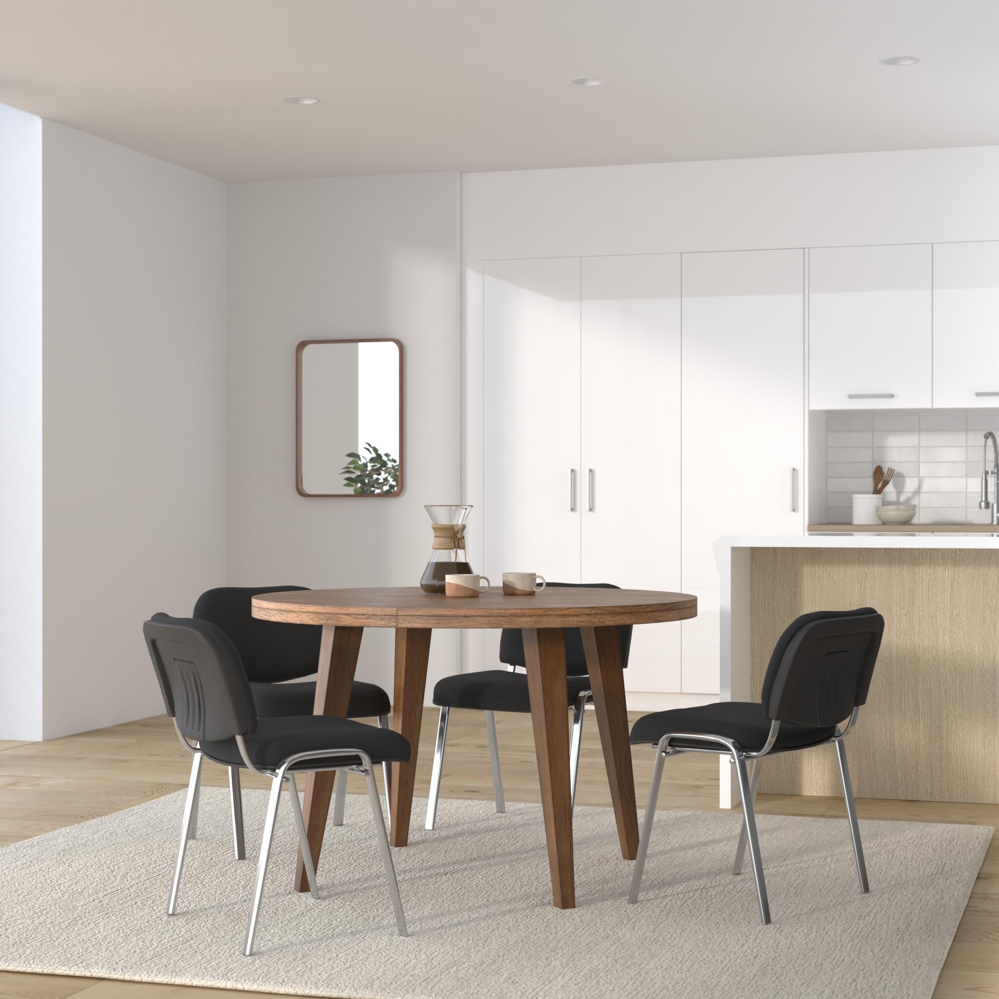 hjh OFFICE 704200 chaise visiteur, chaise de conférence XT 600 C en noir sans accoudoirs, siège empilable par 4, dossier capitonné, siège à 4 pieds, idéal pour les salles de réunion et salles d'attente