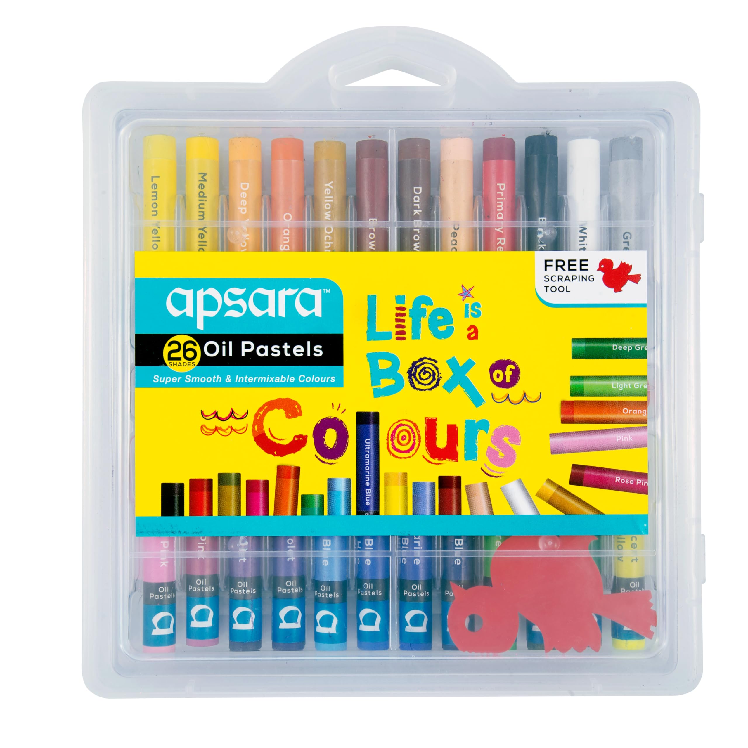 Apsara Oil Pastels 26 Shades |Smooth Color Intermixing for Better Effect |Brilliant Colours | Round Shape | Non-Toxic & Safe for Childrens | Pack of 1 Plastic Box |Multicolor-image-5